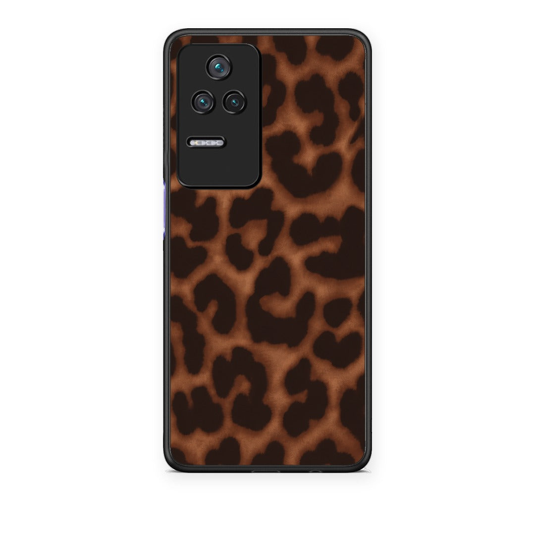 Θήκη Xiaomi Poco F4 / Redmi K40S Leopard Print Dark Brown από τη Smartfits με σχέδιο στο πίσω μέρος και μαύρο περίβλημα | Xiaomi Poco F4 / Redmi K40S Leopard Print Dark Brown case with colorful back and black bezels