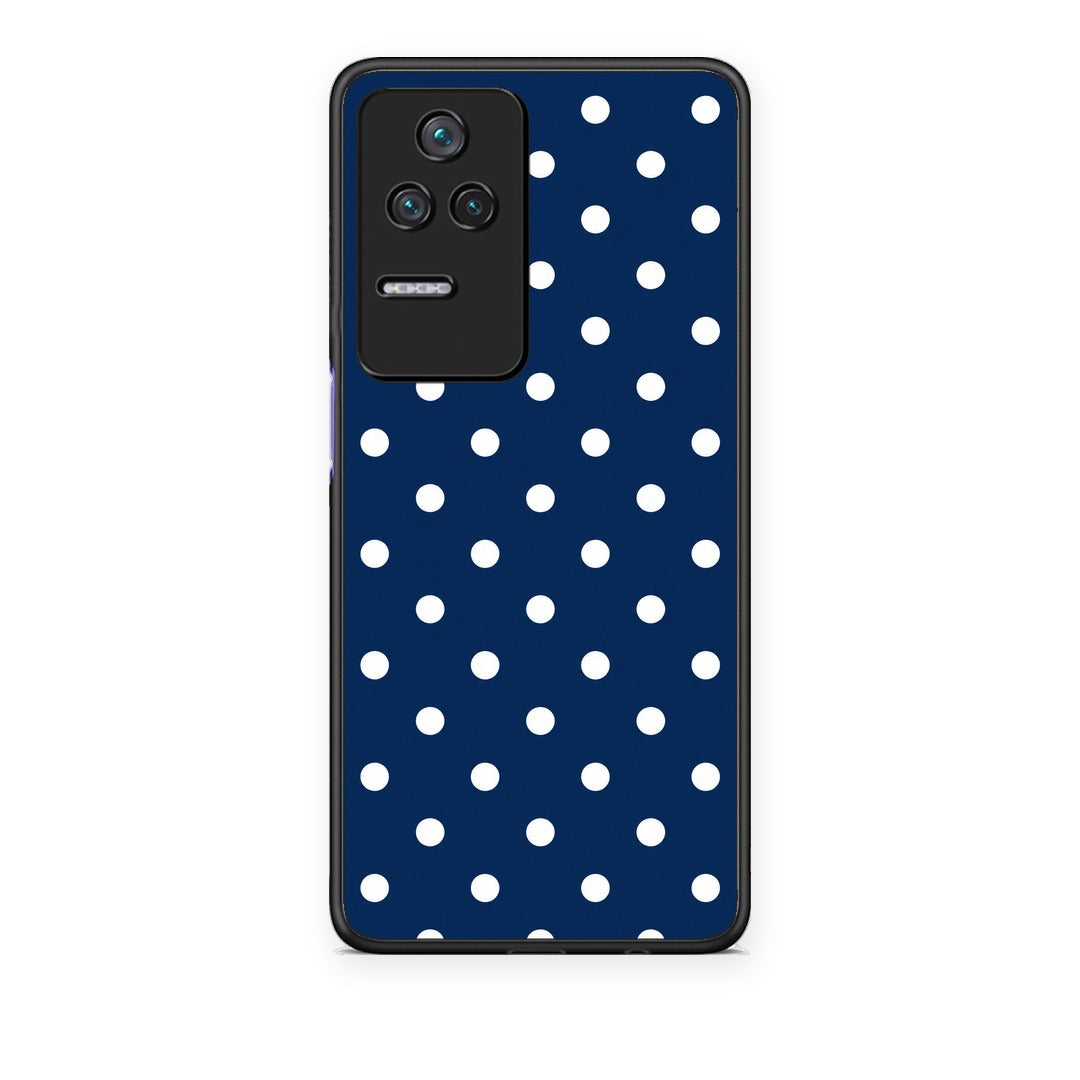Θήκη Xiaomi Poco F4 / Redmi K40S White Small Polka Dots on Navy από τη Smartfits με σχέδιο στο πίσω μέρος και μαύρο περίβλημα | Xiaomi Poco F4 / Redmi K40S White Small Polka Dots on Navy case with colorful back and black bezels