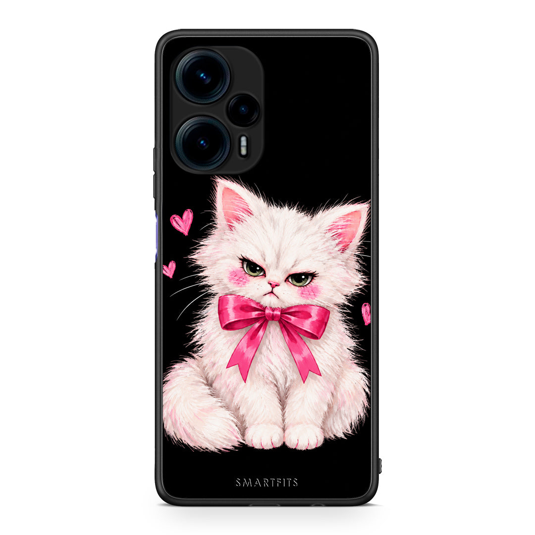 Θήκη Xiaomi Poco F5 5G Grumpy Party Kitten on Black από τη Smartfits με σχέδιο στο πίσω μέρος και μαύρο περίβλημα | Xiaomi Poco F5 5G Grumpy Party Kitten on Black case with colorful back and black bezels