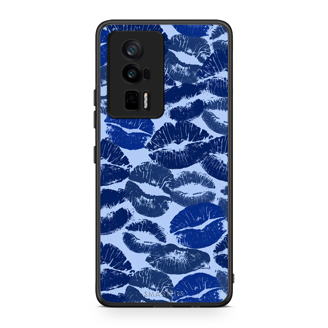 Θήκη Xiaomi Poco F5 Pro / Redmi K60 Pro Blue Lipstick Kisses από τη Smartfits με σχέδιο στο πίσω μέρος και μαύρο περίβλημα | Xiaomi Poco F5 Pro / Redmi K60 Pro Blue Lipstick Kisses case with colorful back and black bezels