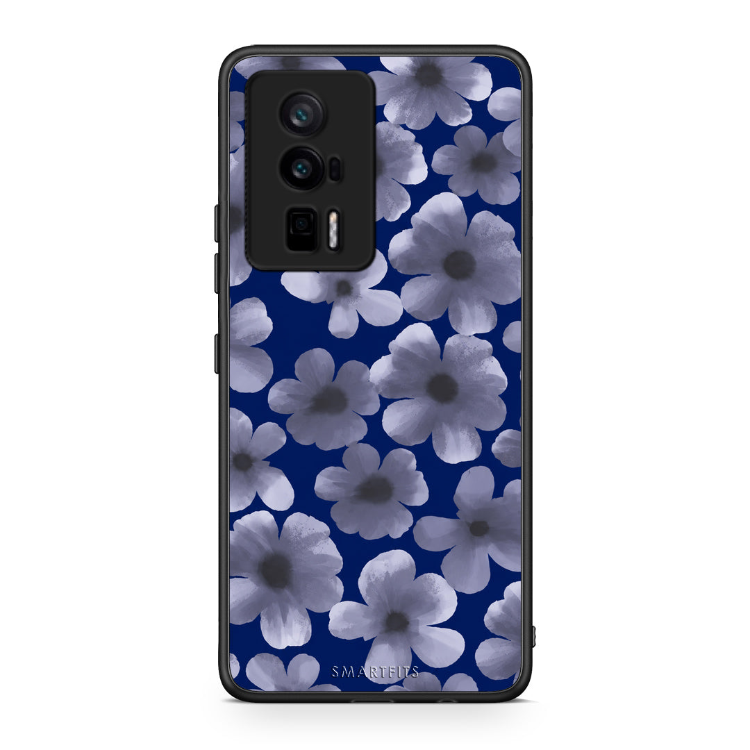 Θήκη Xiaomi Poco F5 Pro / Redmi K60 Pro Pale Blue Flowers on Navy από τη Smartfits με σχέδιο στο πίσω μέρος και μαύρο περίβλημα | Xiaomi Poco F5 Pro / Redmi K60 Pro Pale Blue Flowers on Navy case with colorful back and black bezels