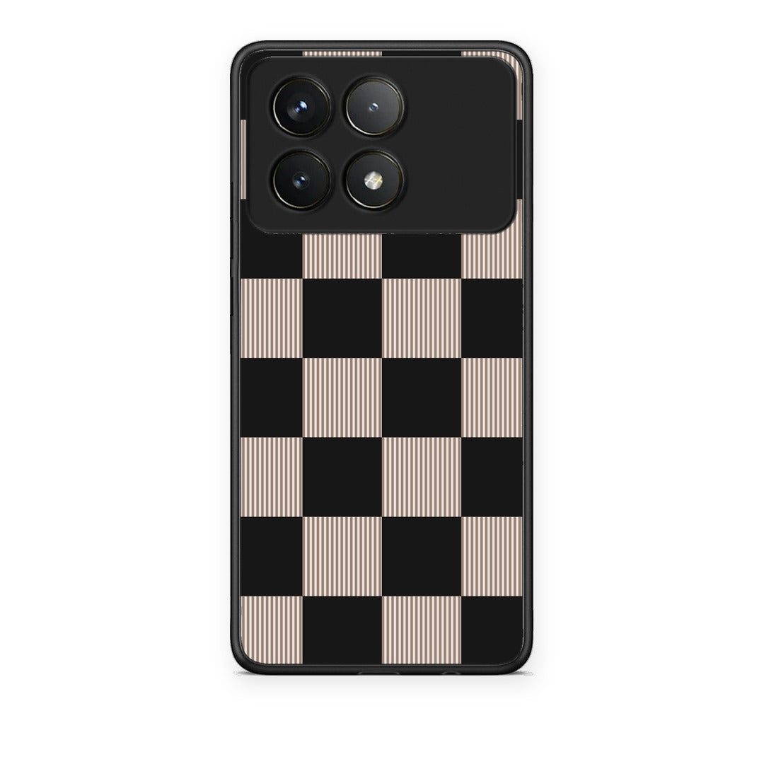 Θήκη Xiaomi Poco F6 Pro 5G Black and Taupe Striped Checks από τη Smartfits με σχέδιο στο πίσω μέρος και μαύρο περίβλημα | Xiaomi Poco F6 Pro 5G Black and Taupe Striped Checks case with colorful back and black bezels