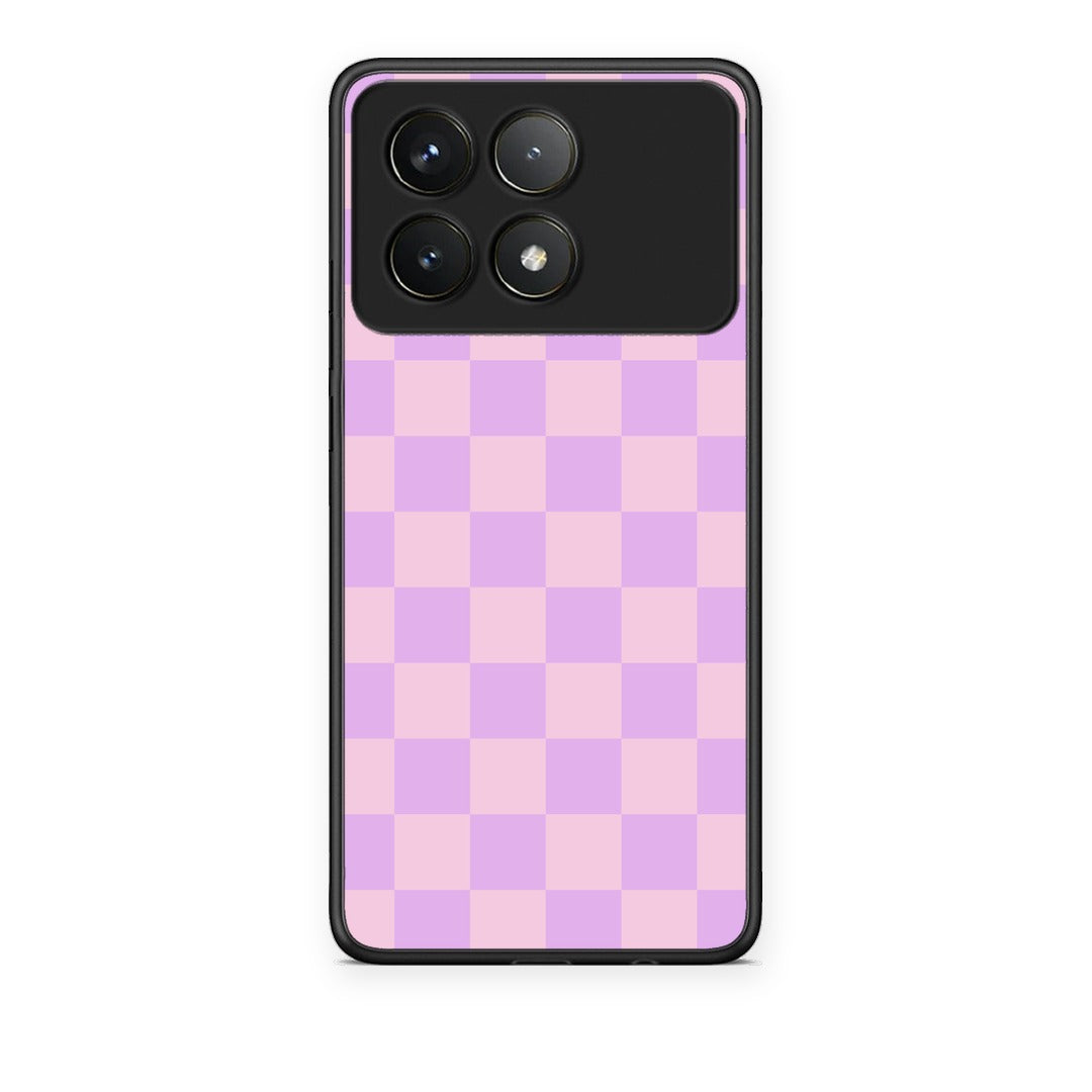 Θήκη Xiaomi Poco F6 Pro 5G Lavender and Pink Checkerboard από τη Smartfits με σχέδιο στο πίσω μέρος και μαύρο περίβλημα | Xiaomi Poco F6 Pro 5G Lavender and Pink Checkerboard case with colorful back and black bezels
