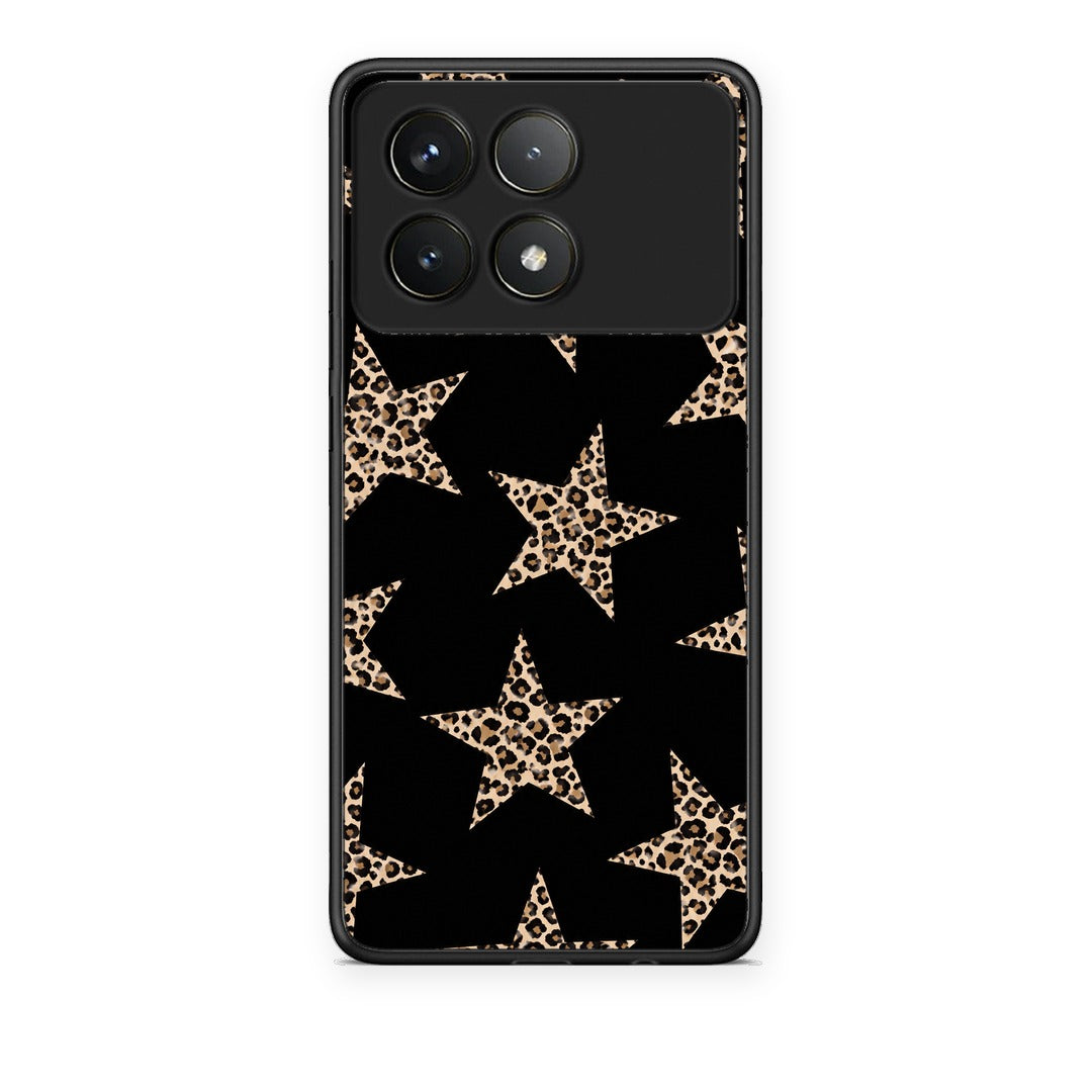 Θήκη Xiaomi Poco F6 Pro 5G Leopard Stars on Black από τη Smartfits με σχέδιο στο πίσω μέρος και μαύρο περίβλημα | Xiaomi Poco F6 Pro 5G Leopard Stars on Black case with colorful back and black bezels
