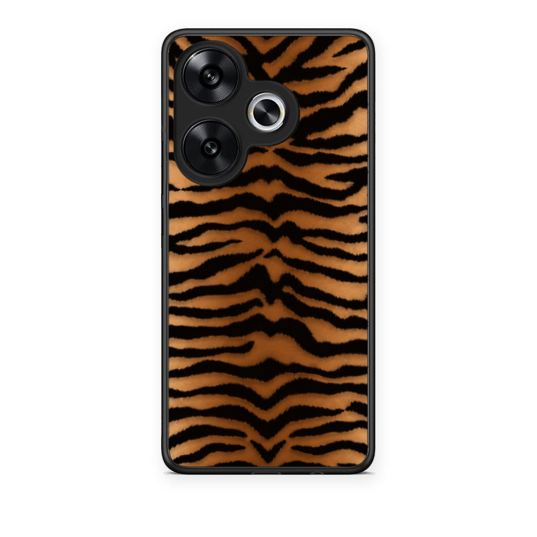 Θήκη Xiaomi Poco F6 Tiger Print Orange and Black από τη Smartfits με σχέδιο στο πίσω μέρος και μαύρο περίβλημα | Xiaomi Poco F6 Tiger Print Orange and Black case with colorful back and black bezels