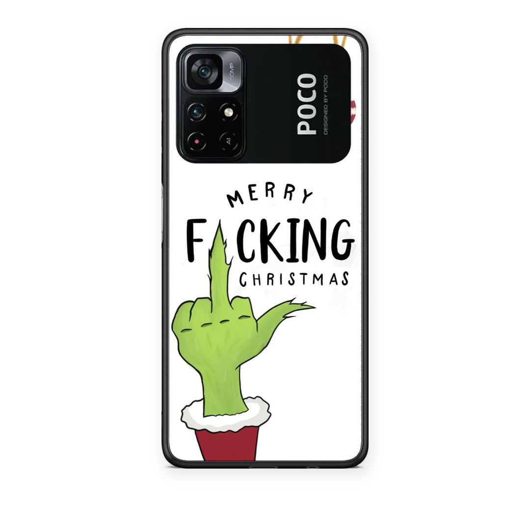 Θήκη Xiaomi Poco M4 Pro 4G Merry F Xmas από τη Smartfits με σχέδιο στο πίσω μέρος και μαύρο περίβλημα | Xiaomi Poco M4 Pro 4G Merry F Xmas case with colorful back and black bezels