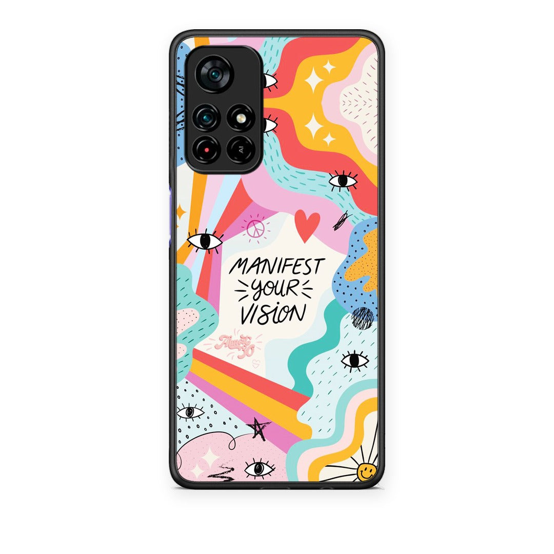 Θήκη Xiaomi Redmi Note 11S 5G Manifest Your Vision από τη Smartfits με σχέδιο στο πίσω μέρος και μαύρο περίβλημα | Xiaomi Redmi Note 11S 5G Manifest Your Vision case with colorful back and black bezels
