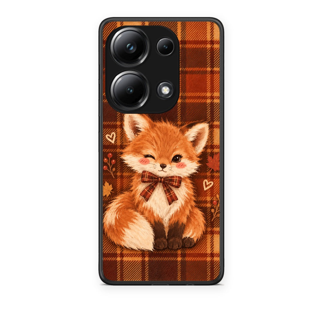 Θήκη Xiaomi Poco M6 Pro Fox on Autumn Tartan από τη Smartfits με σχέδιο στο πίσω μέρος και μαύρο περίβλημα | Xiaomi Poco M6 Pro Fox on Autumn Tartan case with colorful back and black bezels