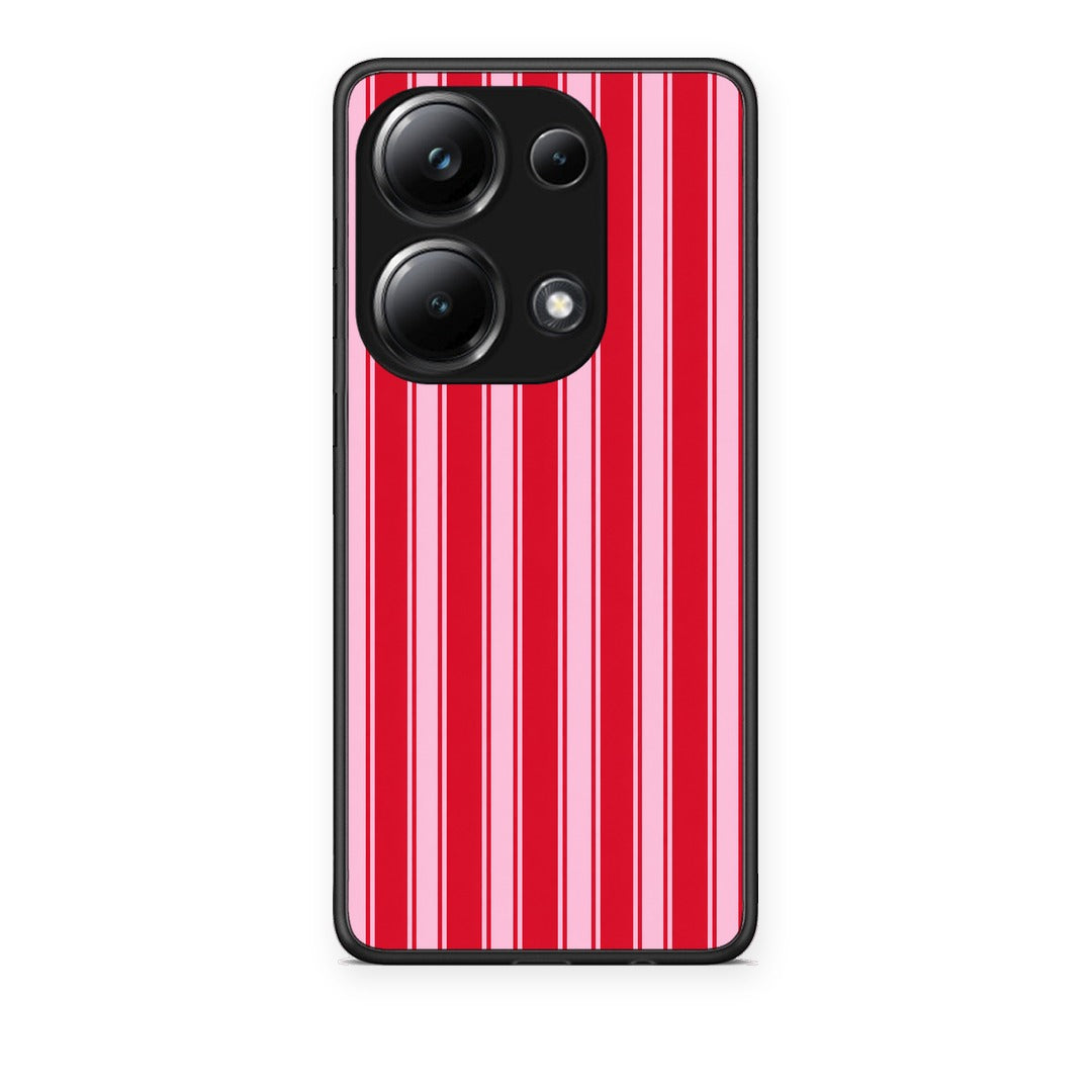 Θήκη Xiaomi Poco M6 Pro Red and Pink Vertical Pinstripes από τη Smartfits με σχέδιο στο πίσω μέρος και μαύρο περίβλημα | Xiaomi Poco M6 Pro Red and Pink Vertical Pinstripes case with colorful back and black bezels