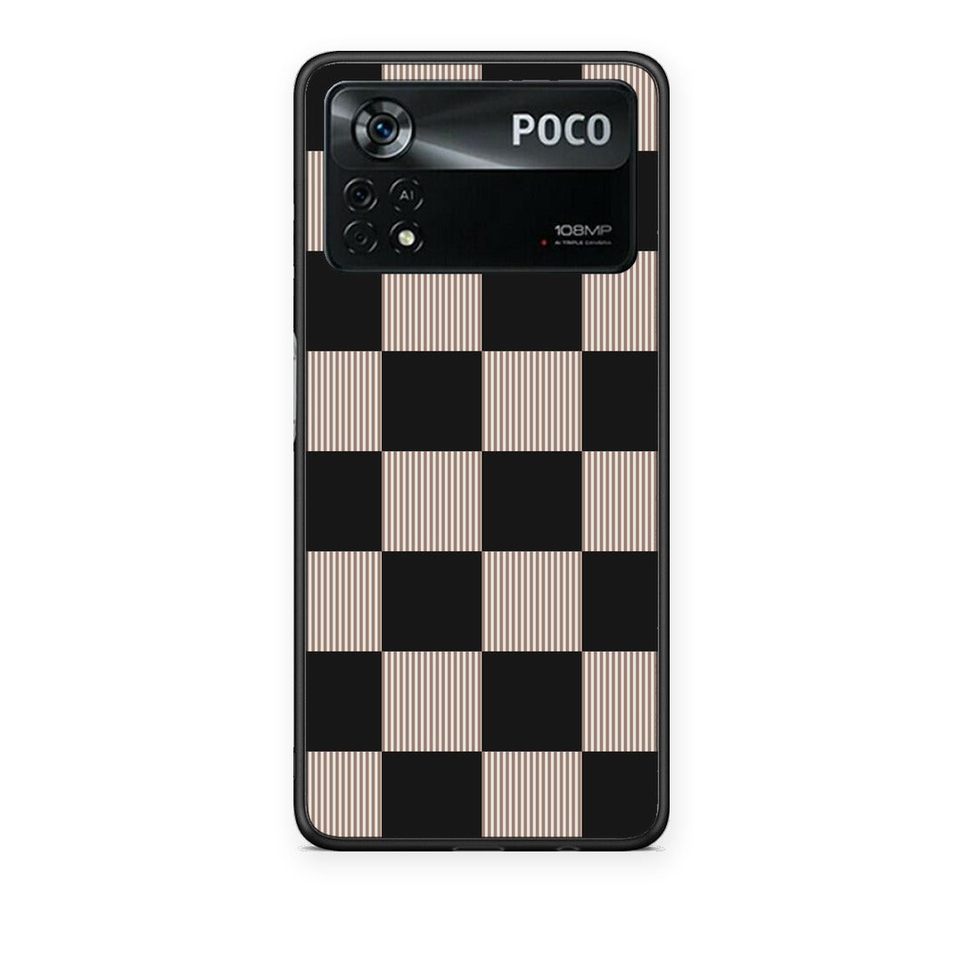 Θήκη Xiaomi Poco X4 Pro 5G Black and Taupe Striped Checks από τη Smartfits με σχέδιο στο πίσω μέρος και μαύρο περίβλημα | Xiaomi Poco X4 Pro 5G Black and Taupe Striped Checks case with colorful back and black bezels
