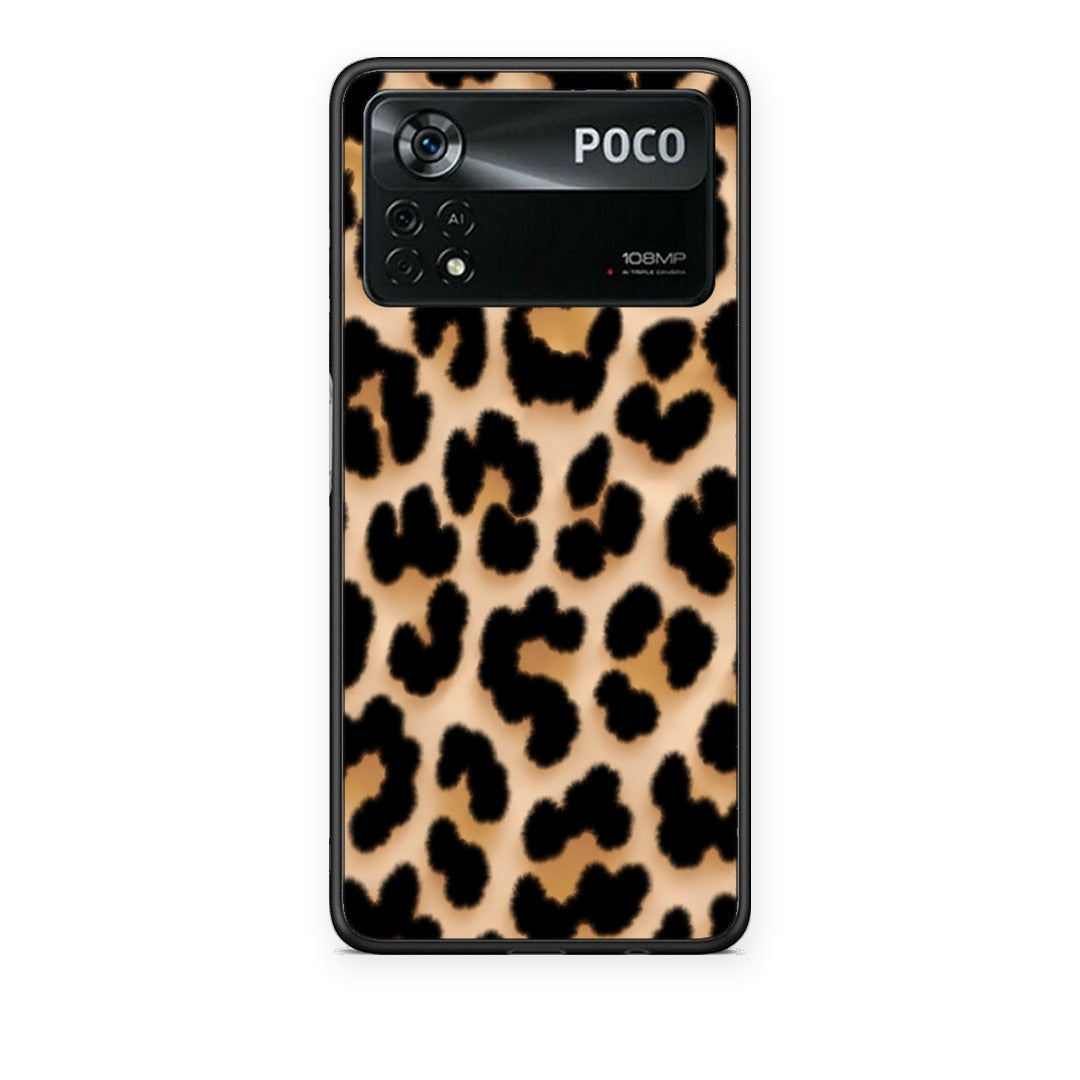 Θήκη Xiaomi Poco X4 Pro 5G Leopard Print Tan Large από τη Smartfits με σχέδιο στο πίσω μέρος και μαύρο περίβλημα | Xiaomi Poco X4 Pro 5G Leopard Print Tan Large case with colorful back and black bezels