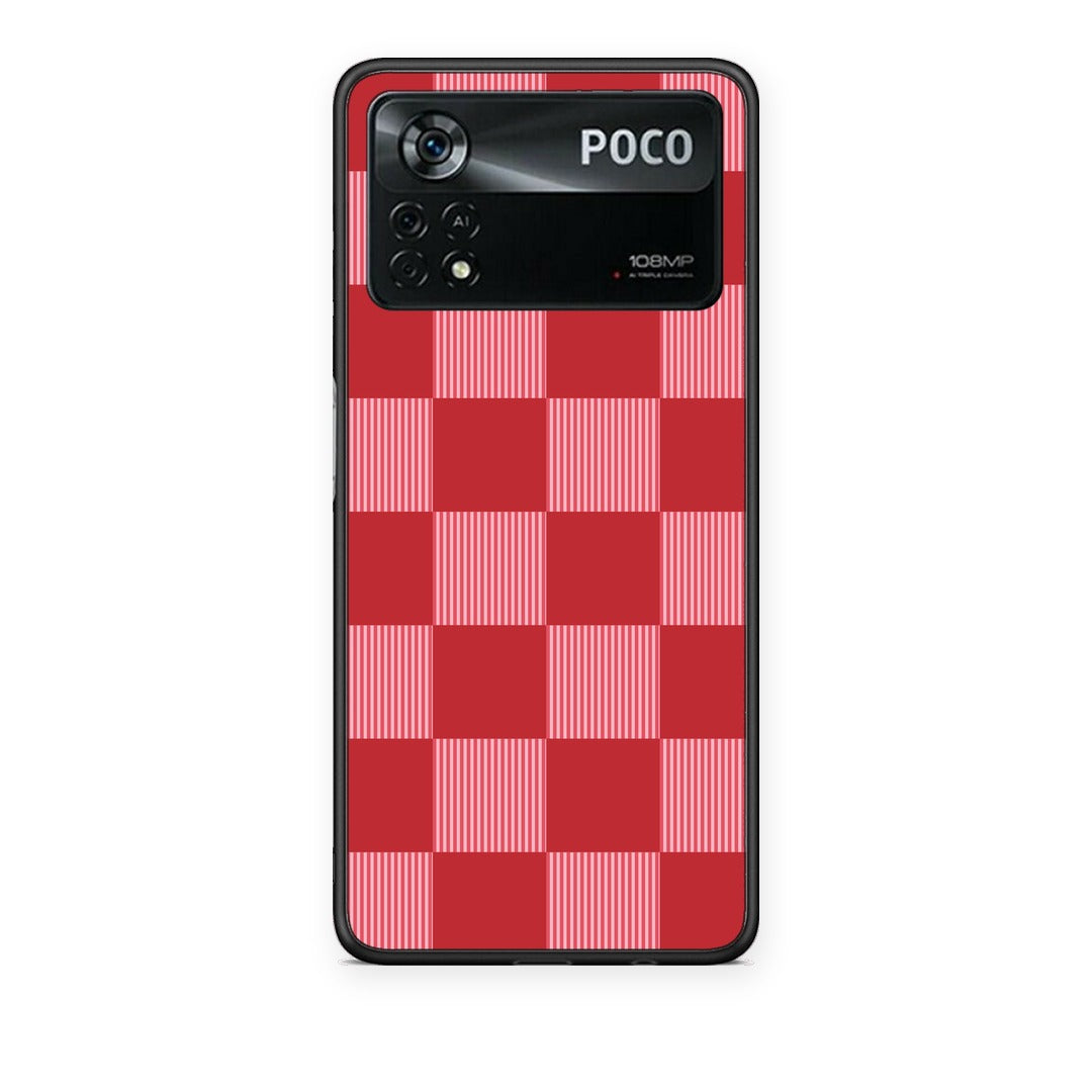 Θήκη Xiaomi Poco X4 Pro 5G Red and Pink Striped Checks από τη Smartfits με σχέδιο στο πίσω μέρος και μαύρο περίβλημα | Xiaomi Poco X4 Pro 5G Red and Pink Striped Checks case with colorful back and black bezels