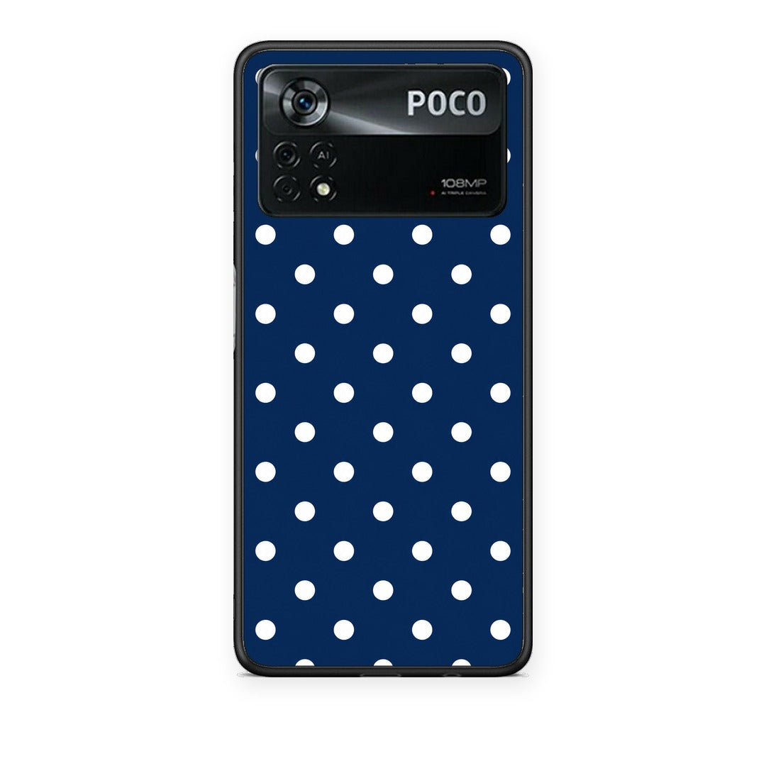 Θήκη Xiaomi Poco X4 Pro 5G White Small Polka Dots on Navy από τη Smartfits με σχέδιο στο πίσω μέρος και μαύρο περίβλημα | Xiaomi Poco X4 Pro 5G White Small Polka Dots on Navy case with colorful back and black bezels