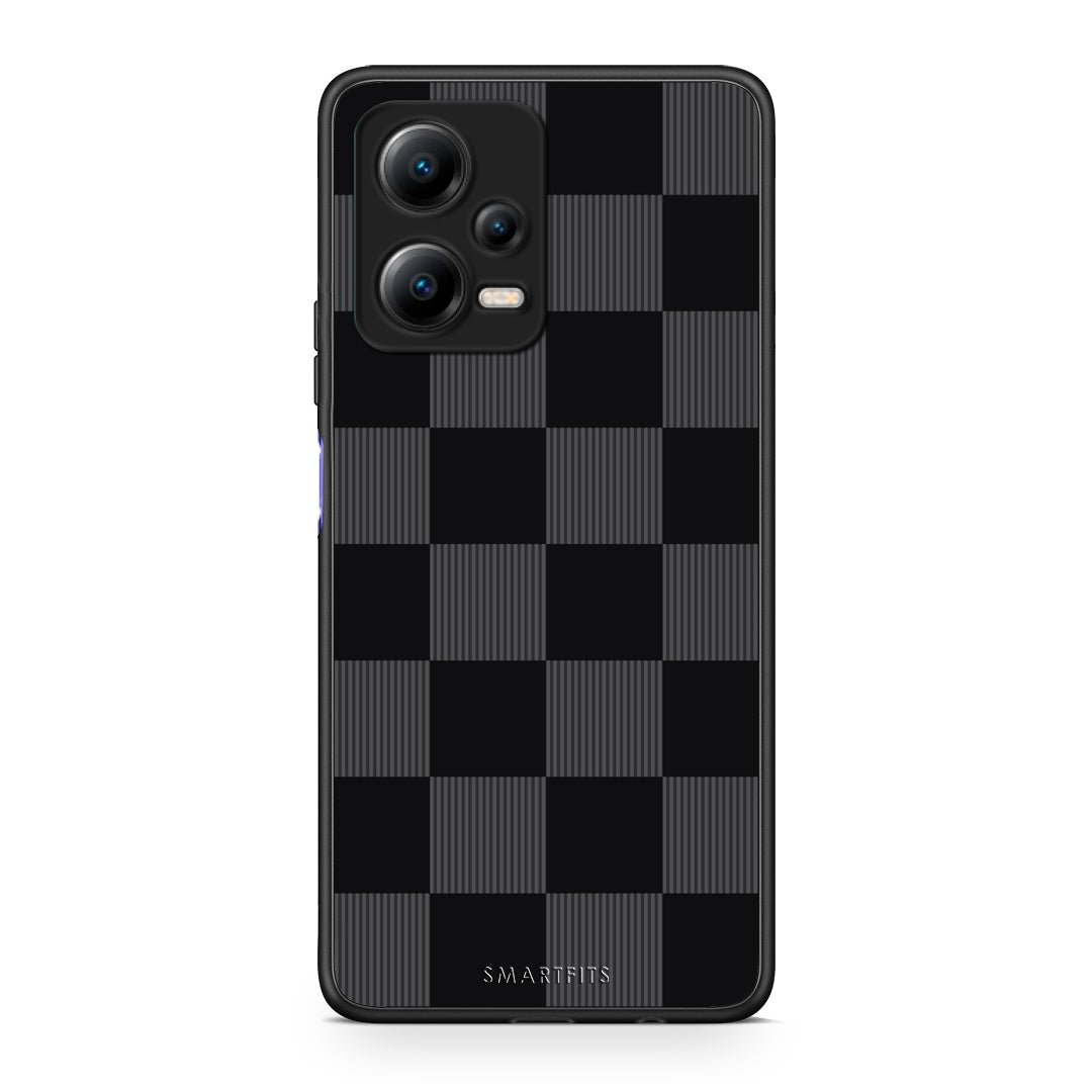 Θήκη Xiaomi Redmi Note 12 5G Black and Charcoal Striped Checks από τη Smartfits με σχέδιο στο πίσω μέρος και μαύρο περίβλημα | Xiaomi Redmi Note 12 5G Black and Charcoal Striped Checks case with colorful back and black bezels