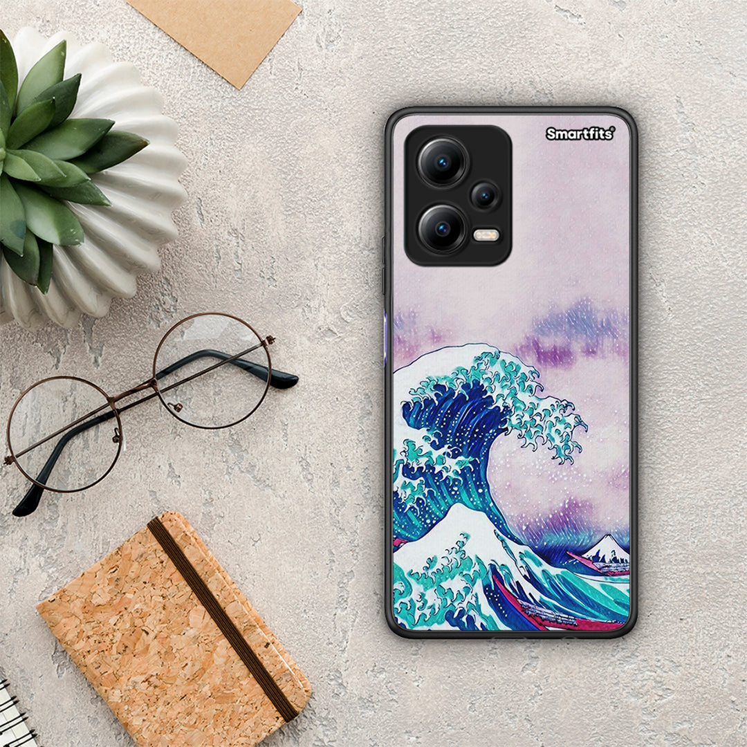 Θήκη Xiaomi Poco X5 5G Dual Blue Waves από τη Smartfits με σχέδιο στο πίσω μέρος και μαύρο περίβλημα | Xiaomi Poco X5 5G Dual Blue Waves Case with Colorful Back and Black Bezels