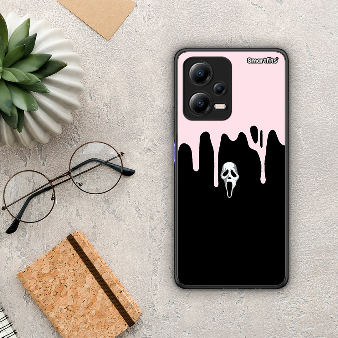 Θήκη Xiaomi Redmi Note 12 5G Melting Halloween Mask από τη Smartfits με σχέδιο στο πίσω μέρος και μαύρο περίβλημα | Xiaomi Redmi Note 12 5G Melting Halloween Mask Case with Colorful Back and Black Bezels
