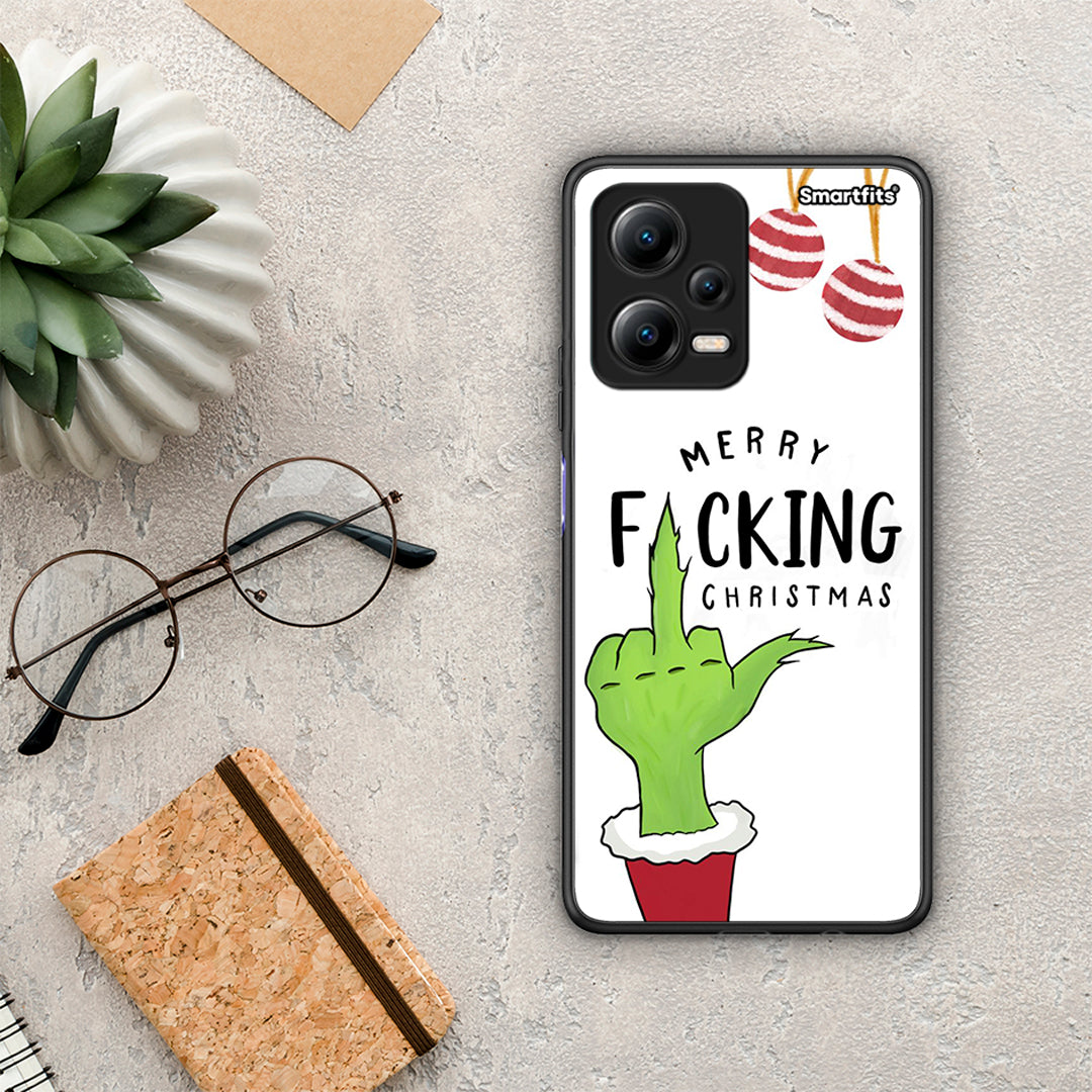 Θήκη Xiaomi Redmi Note 12 5G Merry F Xmas από τη Smartfits με σχέδιο στο πίσω μέρος και μαύρο περίβλημα | Xiaomi Redmi Note 12 5G Merry F Xmas Case with Colorful Back and Black Bezels