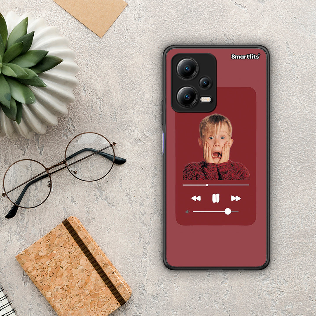 Θήκη Xiaomi Redmi Note 12 5G Xmas Alone Music από τη Smartfits με σχέδιο στο πίσω μέρος και μαύρο περίβλημα | Xiaomi Redmi Note 12 5G Xmas Alone Music Case with Colorful Back and Black Bezels