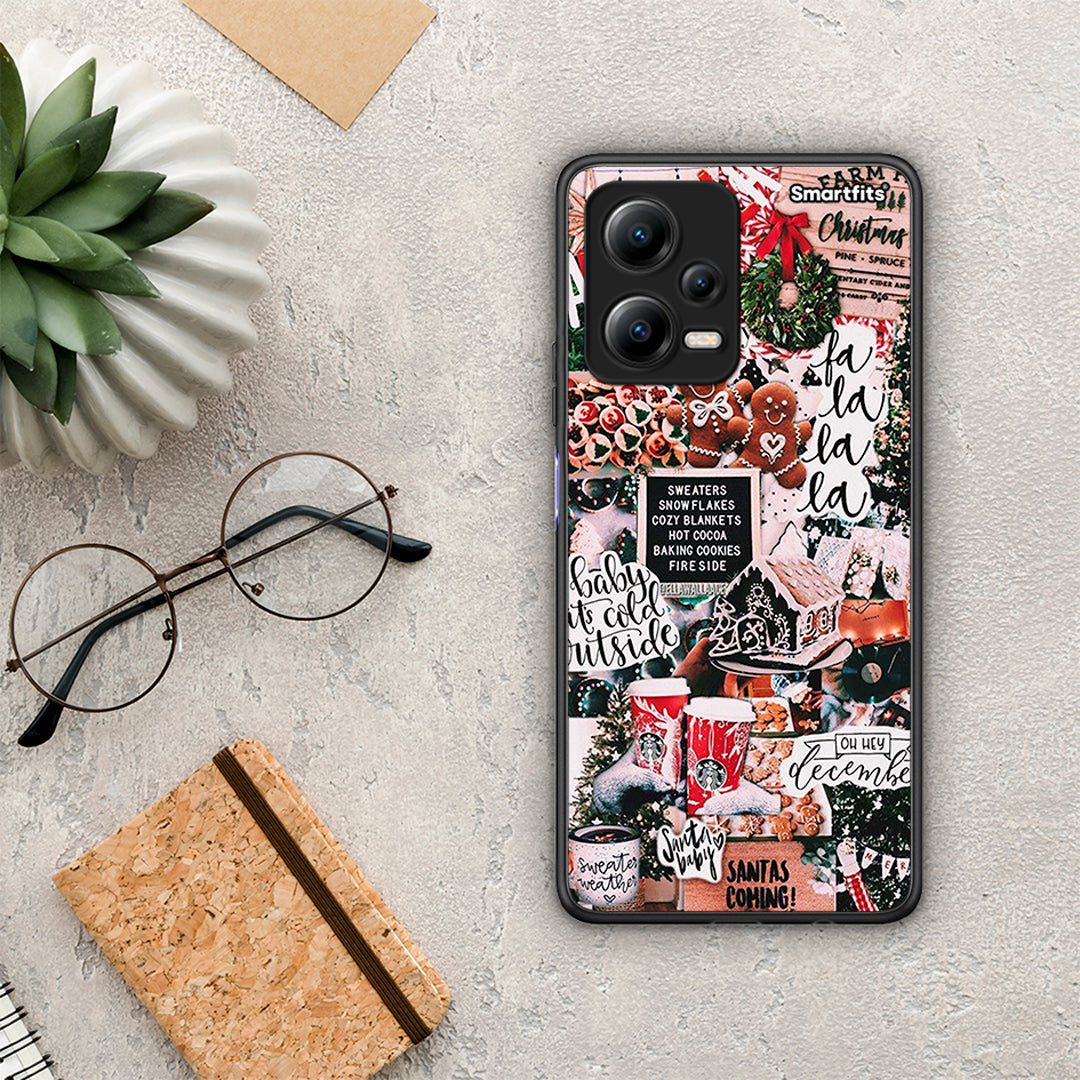 Θήκη Xiaomi Redmi Note 12 5G Xmas Habbits από τη Smartfits με σχέδιο στο πίσω μέρος και μαύρο περίβλημα | Xiaomi Redmi Note 12 5G Xmas Habbits Case with Colorful Back and Black Bezels