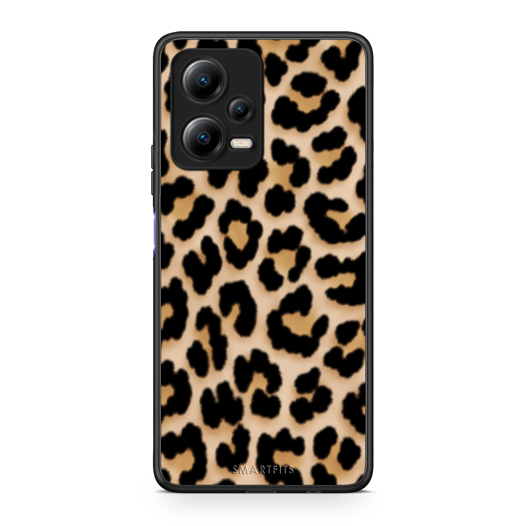 Θήκη Xiaomi Redmi Note 12 5G Leopard Print Tan Small από τη Smartfits με σχέδιο στο πίσω μέρος και μαύρο περίβλημα | Xiaomi Redmi Note 12 5G Leopard Print Tan Small case with colorful back and black bezels