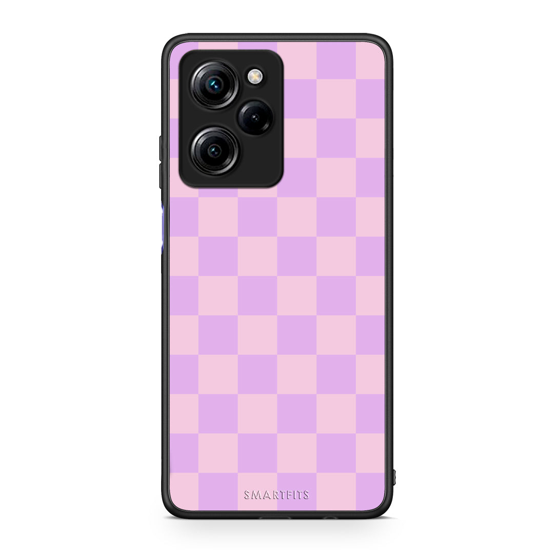 Θήκη Xiaomi Poco X5 Pro 5G Dual Lavender and Pink Checkerboard από τη Smartfits με σχέδιο στο πίσω μέρος και μαύρο περίβλημα | Xiaomi Poco X5 Pro 5G Dual Lavender and Pink Checkerboard case with colorful back and black bezels