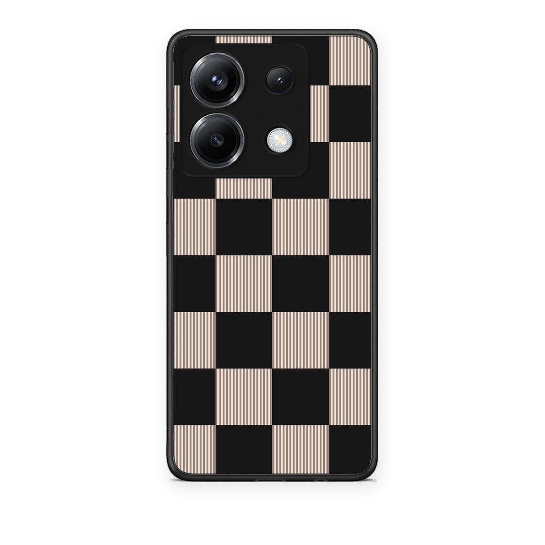Θήκη Xiaomi Poco X6 Black and Taupe Striped Checks από τη Smartfits με σχέδιο στο πίσω μέρος και μαύρο περίβλημα | Xiaomi Poco X6 Black and Taupe Striped Checks case with colorful back and black bezels