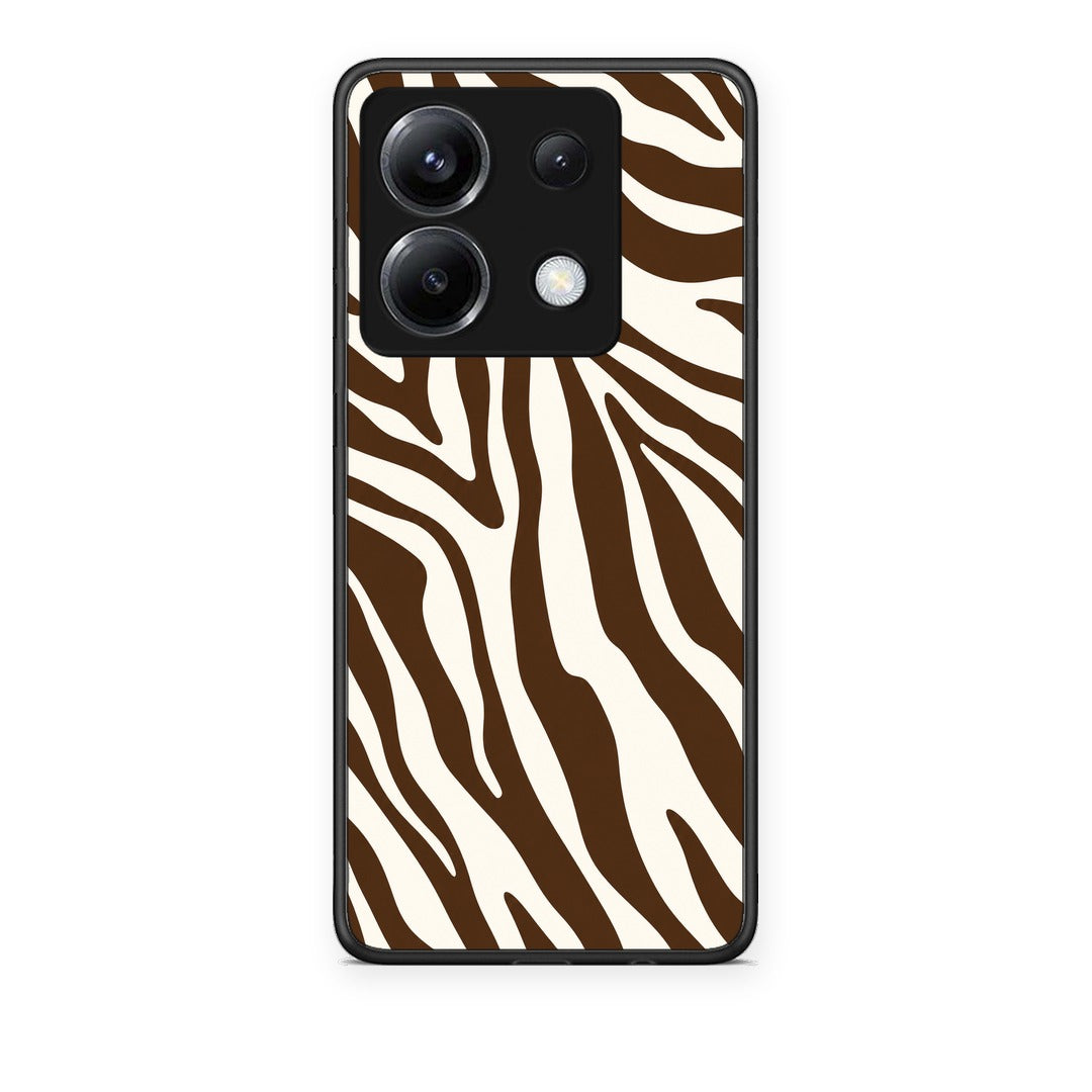 Θήκη Xiaomi Poco X6 Brown and Cream Zebra Stripes από τη Smartfits με σχέδιο στο πίσω μέρος και μαύρο περίβλημα | Xiaomi Poco X6 Brown and Cream Zebra Stripes case with colorful back and black bezels