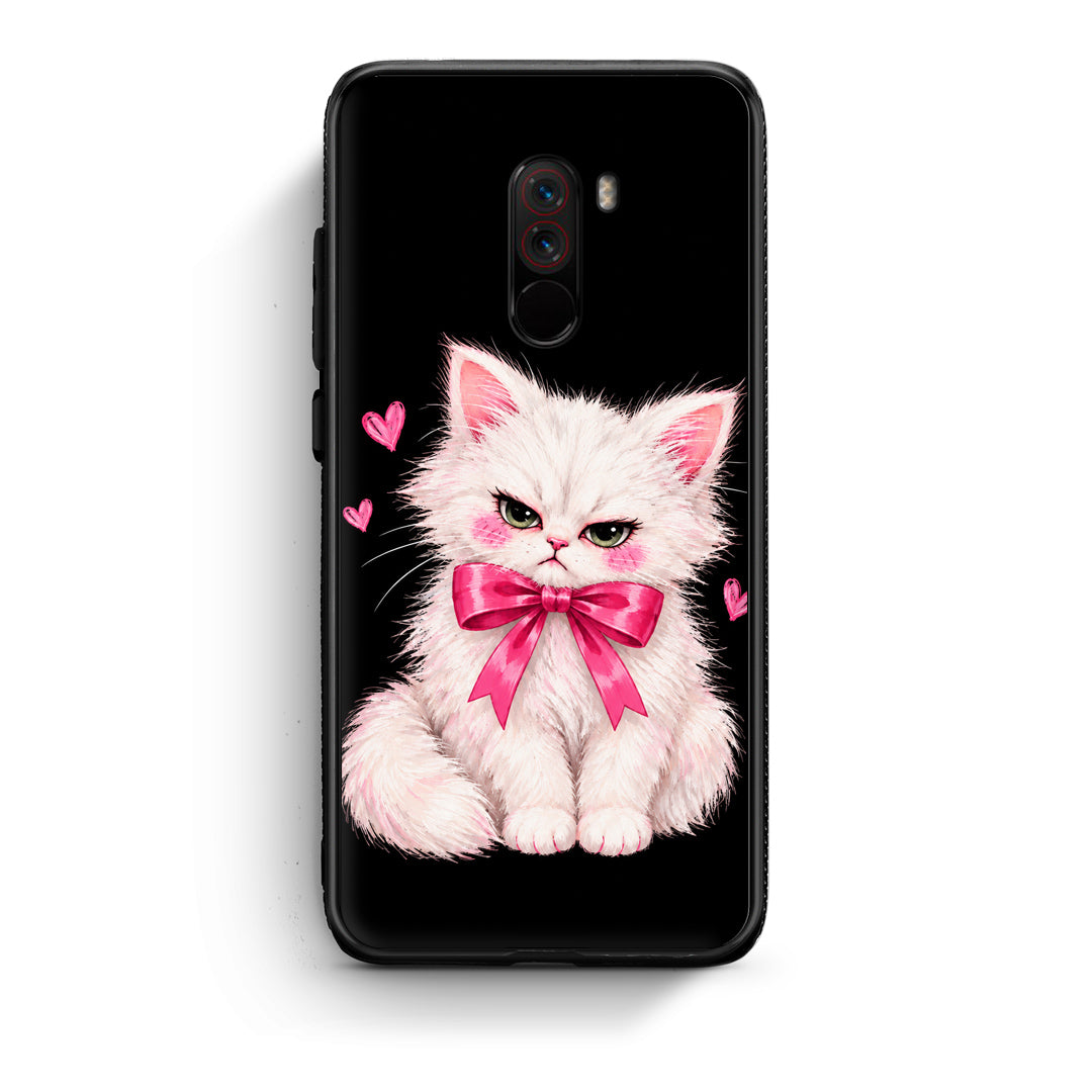 Θήκη Xiaomi Pocophone F1 Grumpy Party Kitten on Black από τη Smartfits με σχέδιο στο πίσω μέρος και μαύρο περίβλημα | Xiaomi Pocophone F1 Grumpy Party Kitten on Black case with colorful back and black bezels