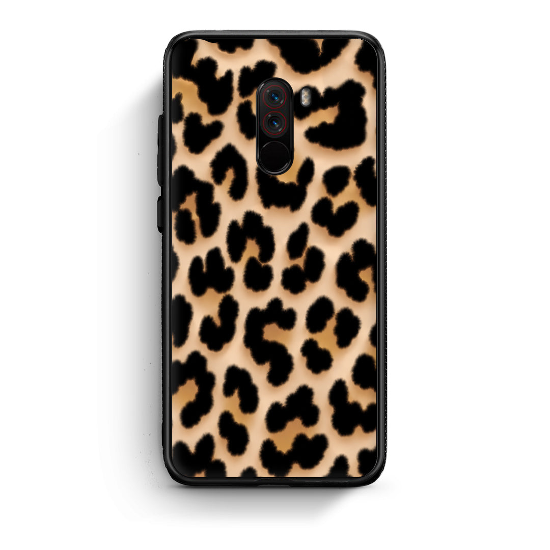 Θήκη Xiaomi Pocophone F1 Leopard Print Tan Large από τη Smartfits με σχέδιο στο πίσω μέρος και μαύρο περίβλημα | Xiaomi Pocophone F1 Leopard Print Tan Large case with colorful back and black bezels