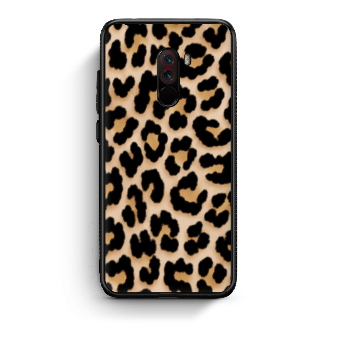 Θήκη Xiaomi Pocophone F1 Leopard Print Tan Small από τη Smartfits με σχέδιο στο πίσω μέρος και μαύρο περίβλημα | Xiaomi Pocophone F1 Leopard Print Tan Small case with colorful back and black bezels