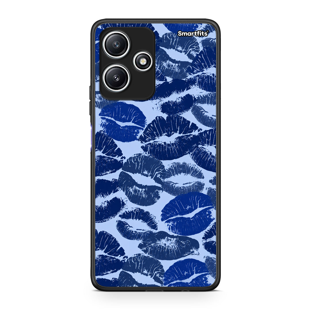 Θήκη Xiaomi Redmi 12 5G Blue Lipstick Kisses από τη Smartfits με σχέδιο στο πίσω μέρος και μαύρο περίβλημα | Xiaomi Redmi 12 5G Blue Lipstick Kisses case with colorful back and black bezels