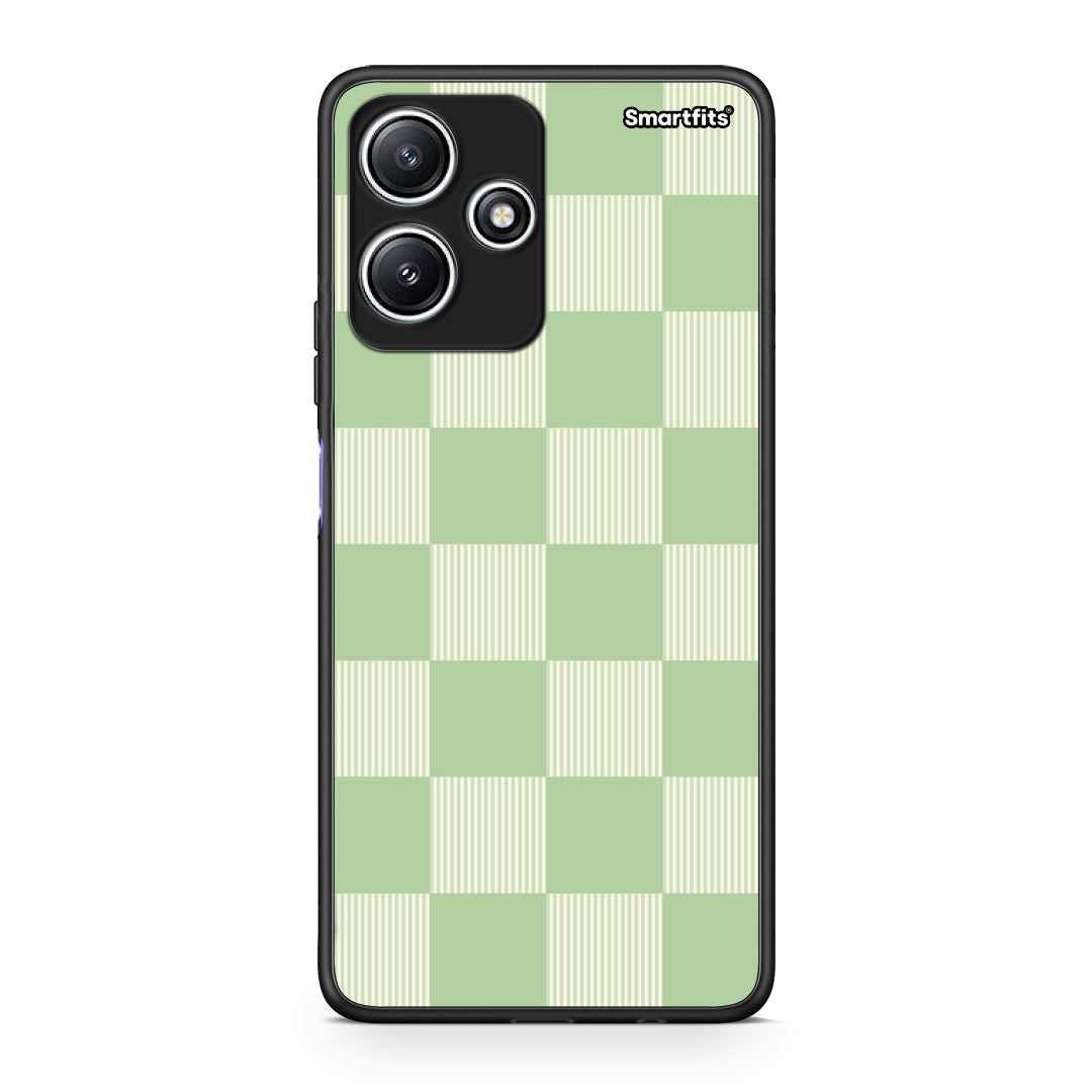 Θήκη Xiaomi Redmi 12 5G Sage and Cream Striped Checks από τη Smartfits με σχέδιο στο πίσω μέρος και μαύρο περίβλημα | Xiaomi Redmi 12 5G Sage and Cream Striped Checks case with colorful back and black bezels