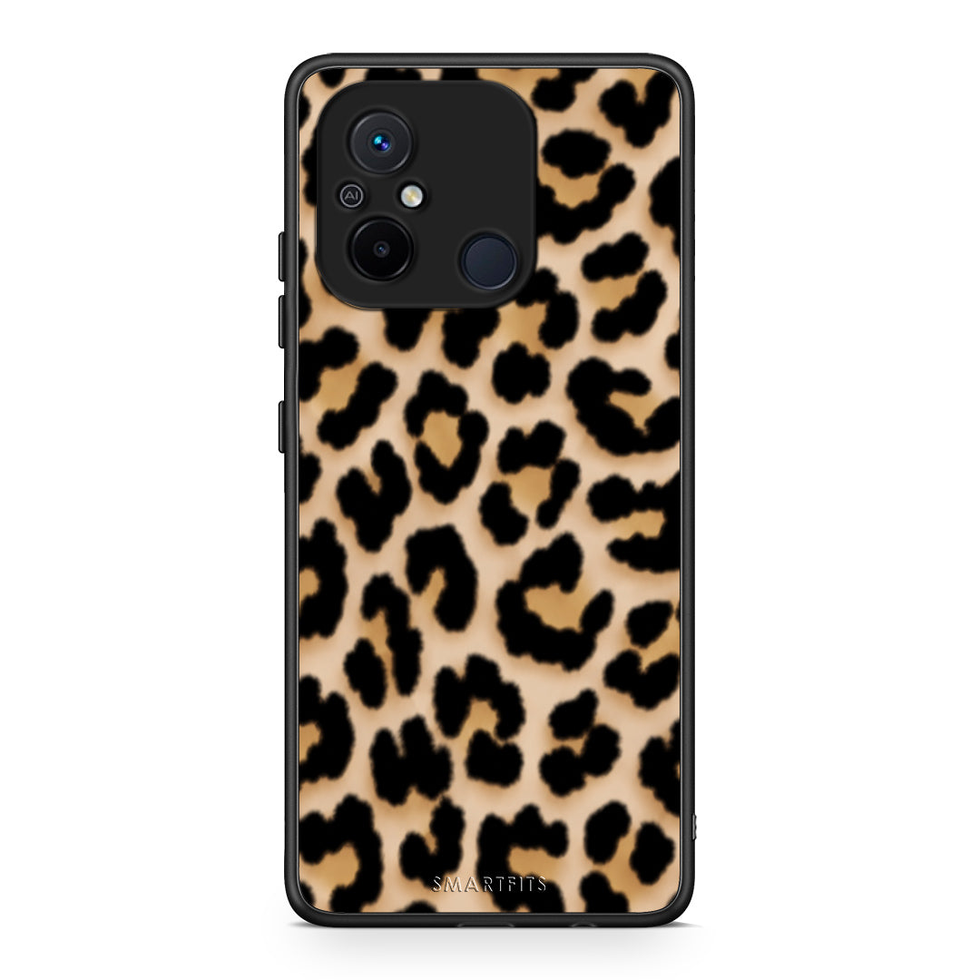 Θήκη Xiaomi Poco C55 Leopard Print Tan Small από τη Smartfits με σχέδιο στο πίσω μέρος και μαύρο περίβλημα | Xiaomi Poco C55 Leopard Print Tan Small case with colorful back and black bezels