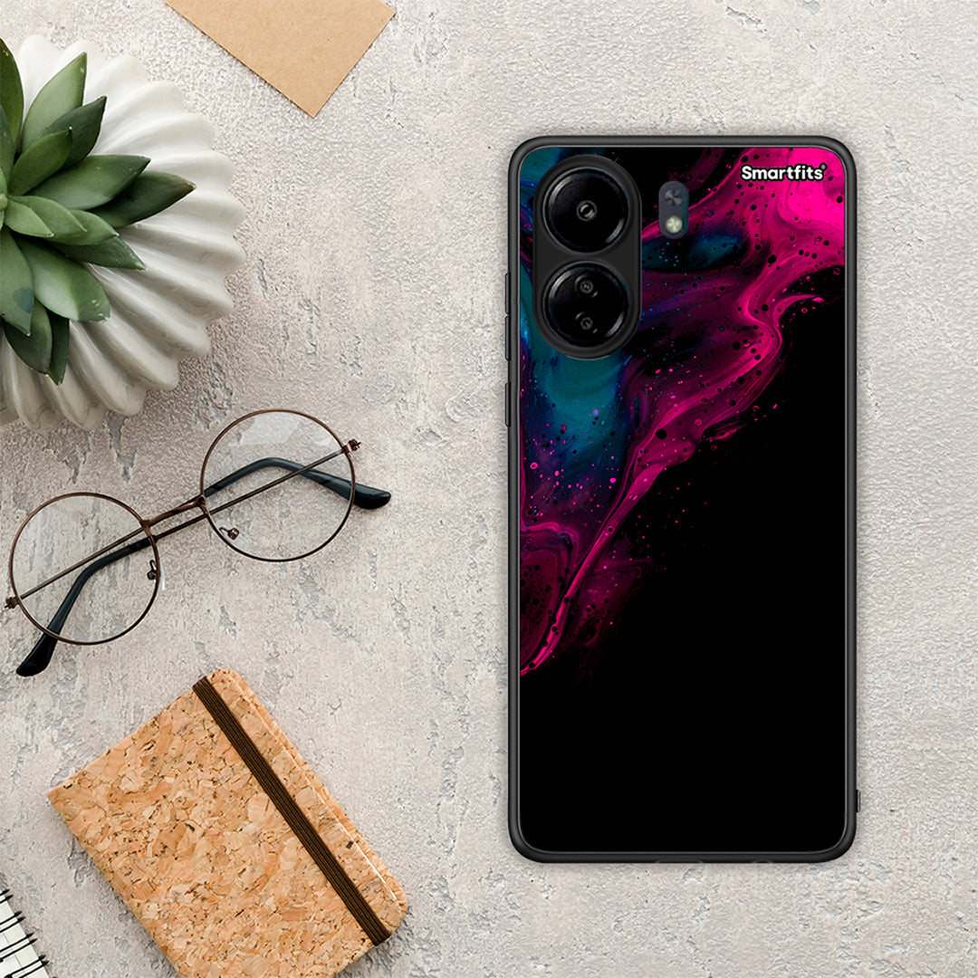 Watercolor Pink Black - Xiaomi Poco C65 θήκη