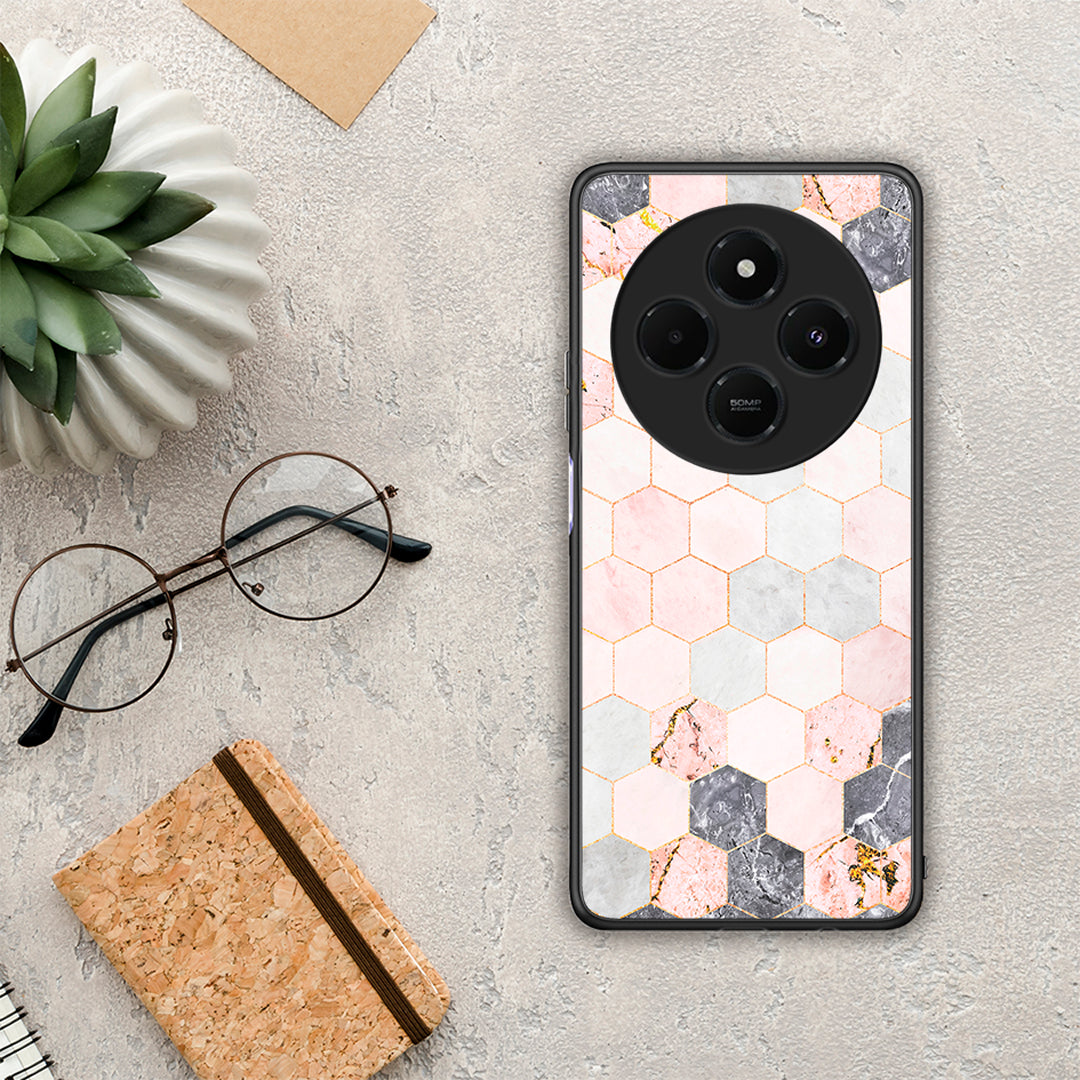 Marble Hexagon Pink - Xiaomi Redmi 14C NFC / A3 Pro / Poco 75 4G / 5G θήκη
