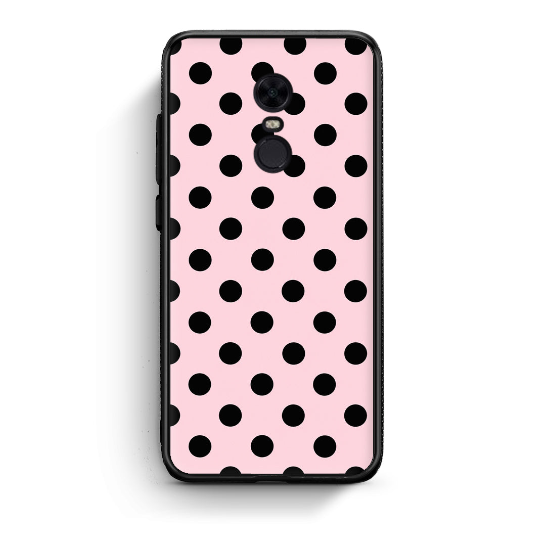 Θήκη Xiaomi Redmi 5 Plus Black Polka Dots on Pink από τη Smartfits με σχέδιο στο πίσω μέρος και μαύρο περίβλημα | Xiaomi Redmi 5 Plus Black Polka Dots on Pink case with colorful back and black bezels