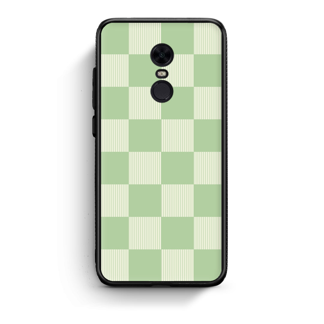 Θήκη Xiaomi Redmi 5 Plus Sage and Cream Striped Checks από τη Smartfits με σχέδιο στο πίσω μέρος και μαύρο περίβλημα | Xiaomi Redmi 5 Plus Sage and Cream Striped Checks case with colorful back and black bezels