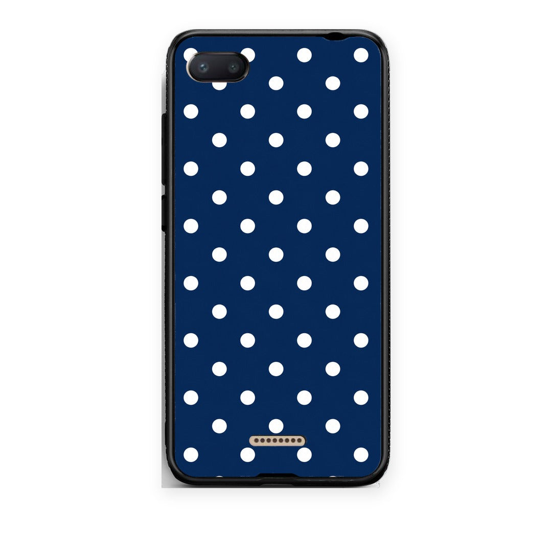 Θήκη Xiaomi Redmi 6A White Small Polka Dots on Navy από τη Smartfits με σχέδιο στο πίσω μέρος και μαύρο περίβλημα | Xiaomi Redmi 6A White Small Polka Dots on Navy case with colorful back and black bezels