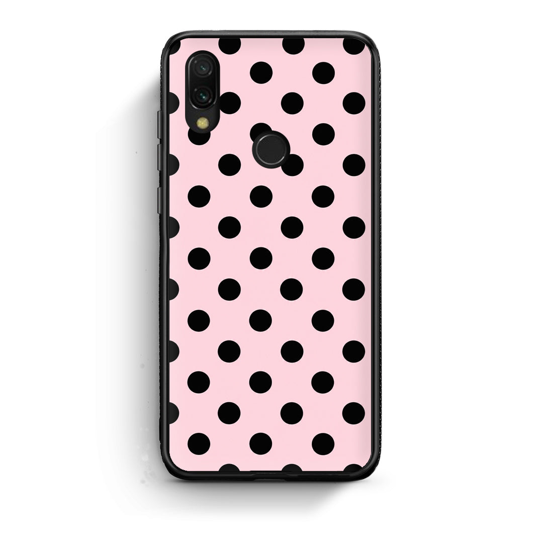 Θήκη Xiaomi Redmi 7 Black Polka Dots on Pink από τη Smartfits με σχέδιο στο πίσω μέρος και μαύρο περίβλημα | Xiaomi Redmi 7 Black Polka Dots on Pink case with colorful back and black bezels