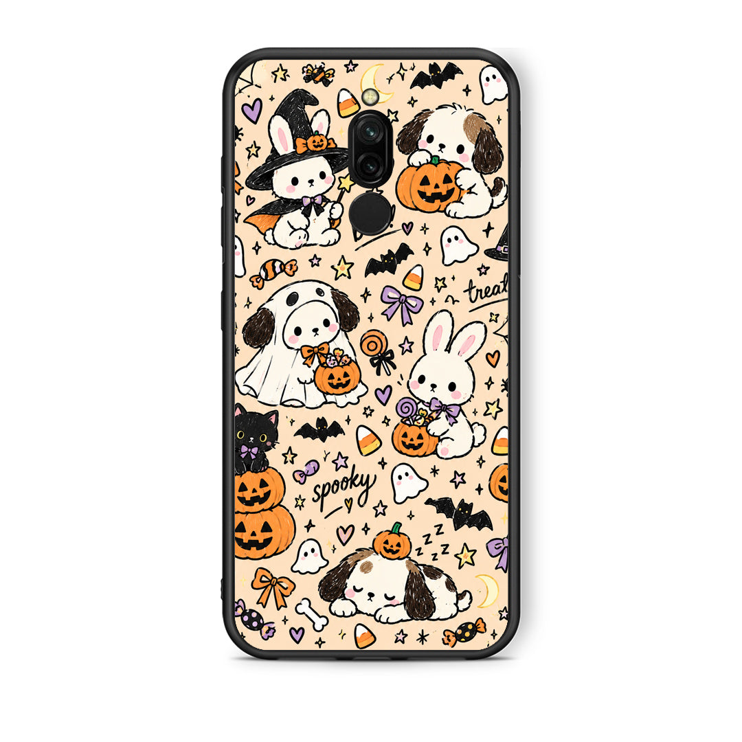 Θήκη Xiaomi Redmi 8 Halloween Puppies and Friends on Cream από τη Smartfits με σχέδιο στο πίσω μέρος και μαύρο περίβλημα | Xiaomi Redmi 8 Halloween Puppies and Friends on Cream case with colorful back and black bezels