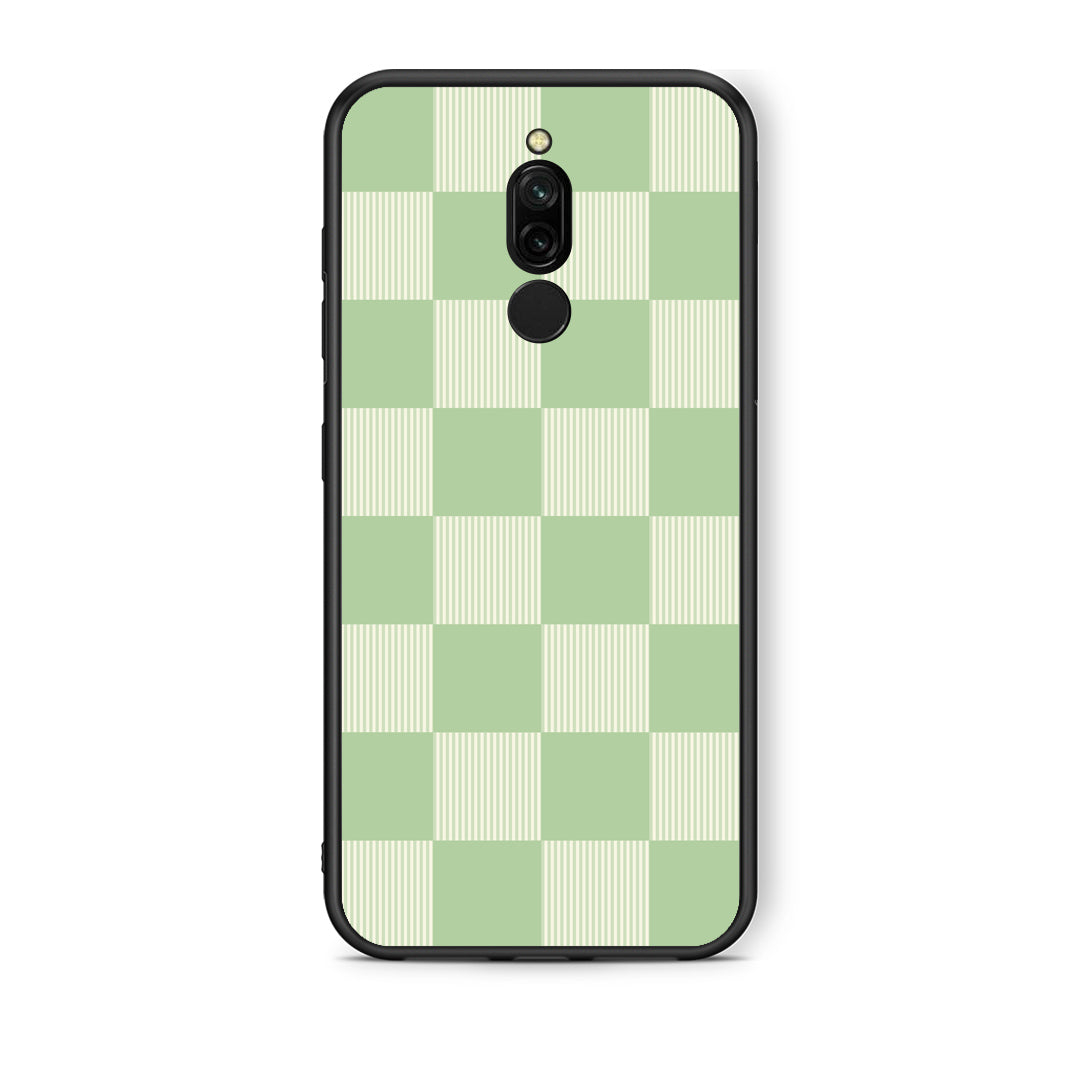 Θήκη Xiaomi Redmi 8 Sage and Cream Striped Checks από τη Smartfits με σχέδιο στο πίσω μέρος και μαύρο περίβλημα | Xiaomi Redmi 8 Sage and Cream Striped Checks case with colorful back and black bezels