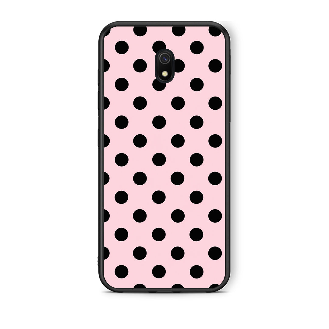 Θήκη Xiaomi Redmi 8A Black Polka Dots on Pink από τη Smartfits με σχέδιο στο πίσω μέρος και μαύρο περίβλημα | Xiaomi Redmi 8A Black Polka Dots on Pink case with colorful back and black bezels