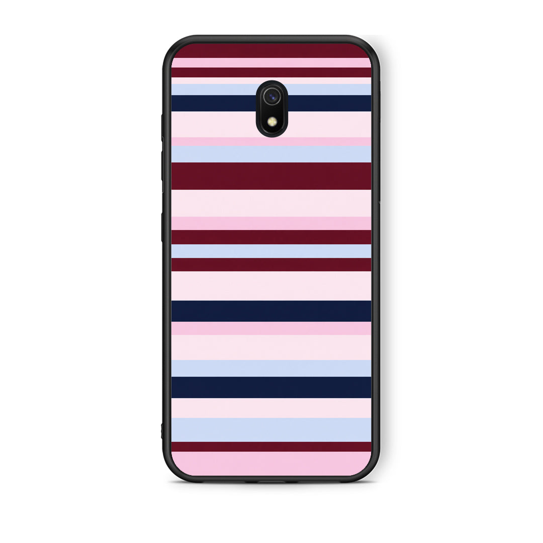 Θήκη Xiaomi Redmi 8A Burgundy Pink and Blue Horizontal Stripes από τη Smartfits με σχέδιο στο πίσω μέρος και μαύρο περίβλημα | Xiaomi Redmi 8A Burgundy Pink and Blue Horizontal Stripes case with colorful back and black bezels