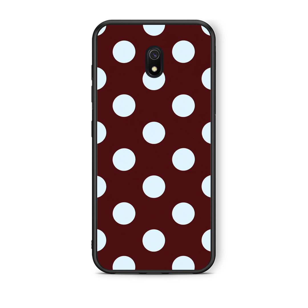 Θήκη Xiaomi Redmi 8A Pale Blue Large Polka Dots on Burgundy από τη Smartfits με σχέδιο στο πίσω μέρος και μαύρο περίβλημα | Xiaomi Redmi 8A Pale Blue Large Polka Dots on Burgundy case with colorful back and black bezels