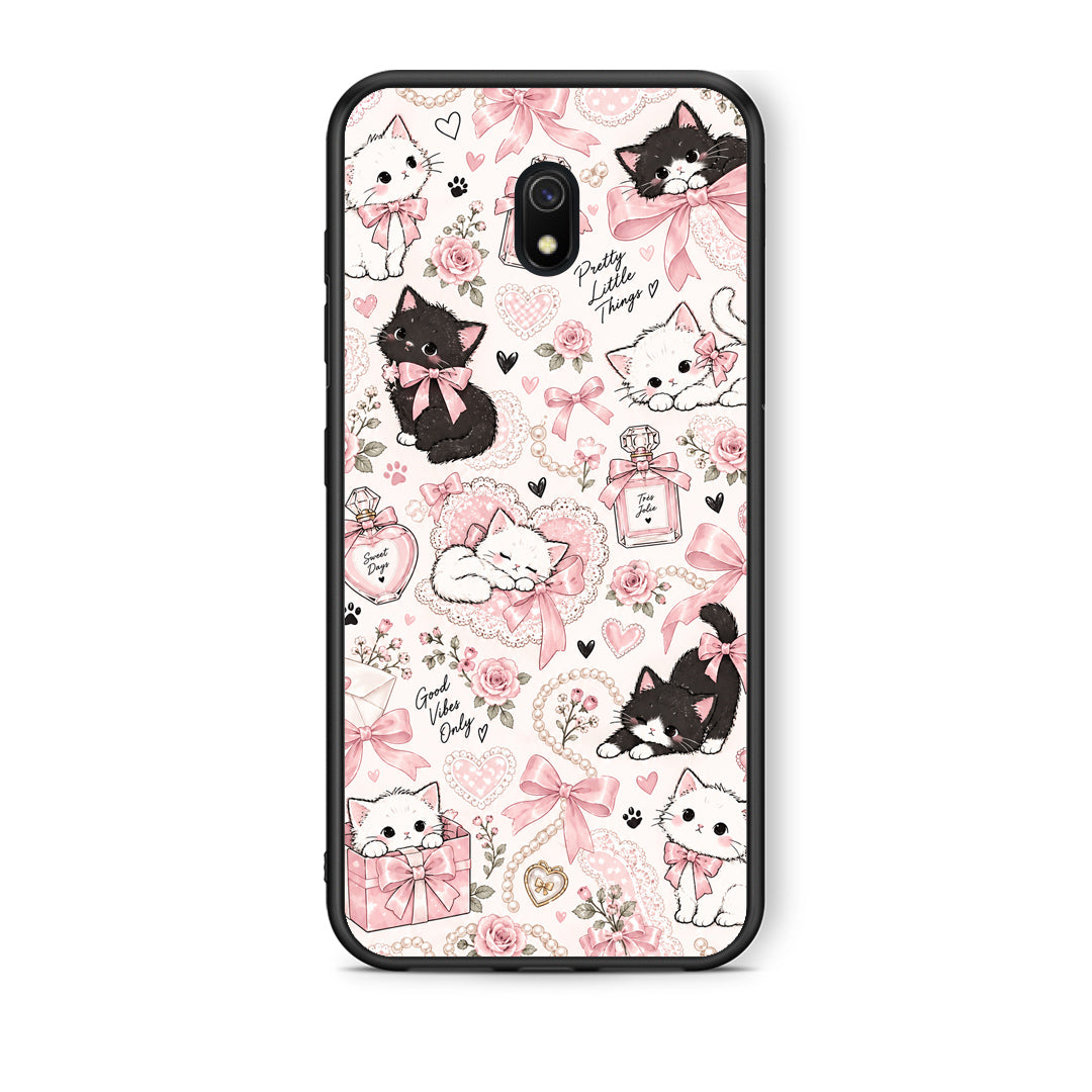 Θήκη Xiaomi Redmi 8A Pink Bows and Kittens Collage από τη Smartfits με σχέδιο στο πίσω μέρος και μαύρο περίβλημα | Xiaomi Redmi 8A Pink Bows and Kittens Collage case with colorful back and black bezels