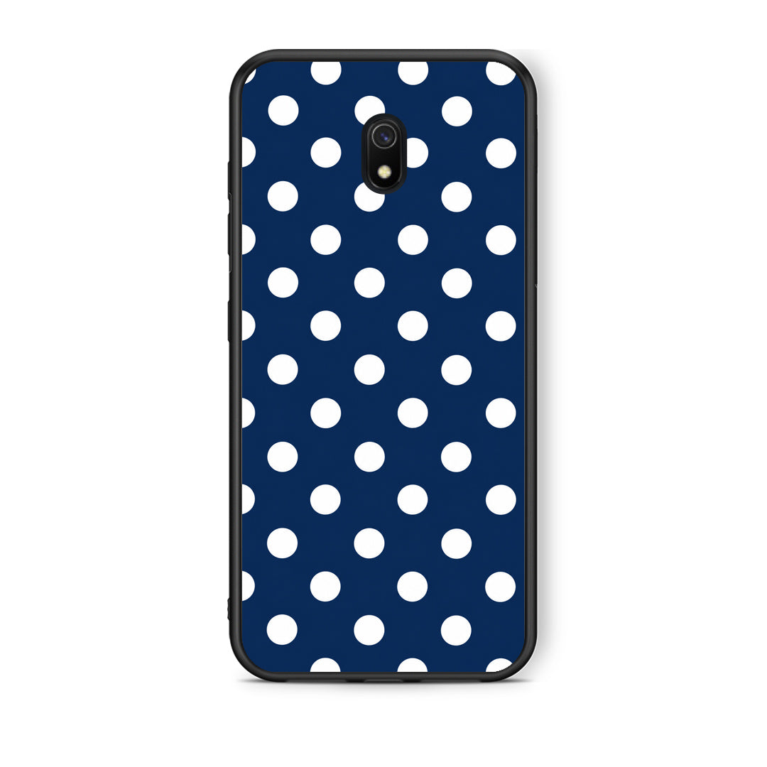 Θήκη Xiaomi Redmi 8A White Large Polka Dots on Navy από τη Smartfits με σχέδιο στο πίσω μέρος και μαύρο περίβλημα | Xiaomi Redmi 8A White Large Polka Dots on Navy case with colorful back and black bezels