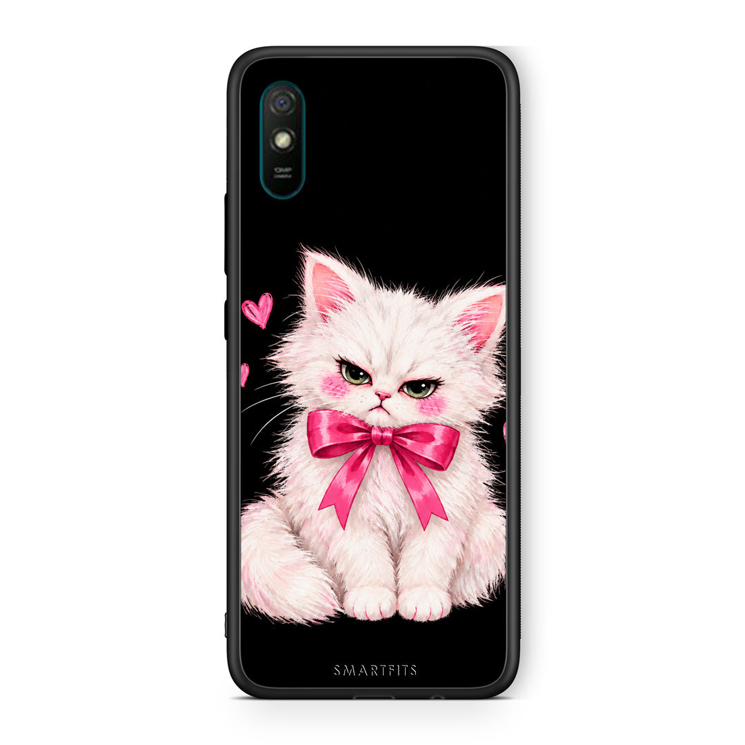 Θήκη Xiaomi Redmi 9A / 9AT Grumpy Party Kitten on Black από τη Smartfits με σχέδιο στο πίσω μέρος και μαύρο περίβλημα | Xiaomi Redmi 9A / 9AT Grumpy Party Kitten on Black case with colorful back and black bezels