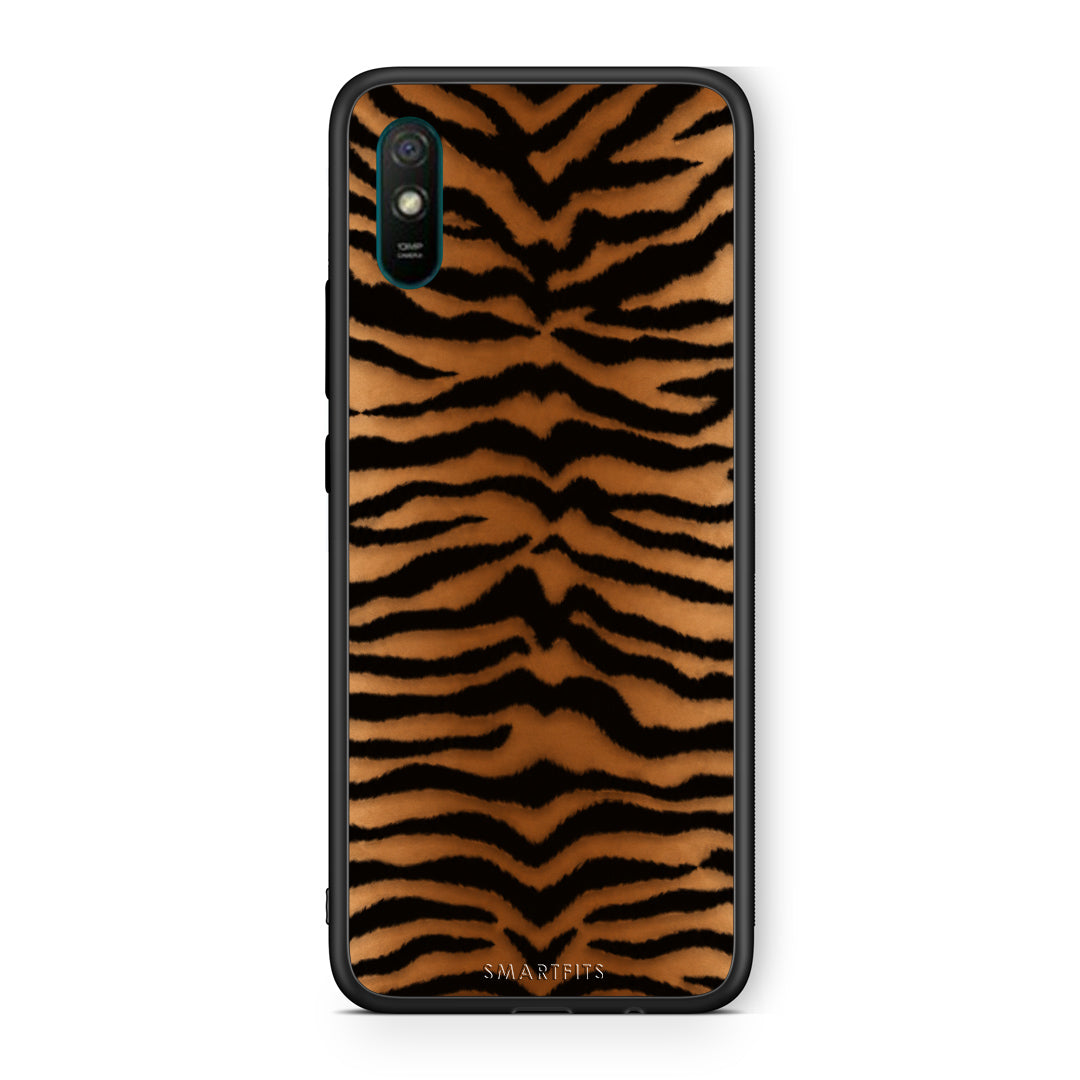 Θήκη Xiaomi Redmi 9A / 9AT Tiger Print Orange and Black από τη Smartfits με σχέδιο στο πίσω μέρος και μαύρο περίβλημα | Xiaomi Redmi 9A / 9AT Tiger Print Orange and Black case with colorful back and black bezels