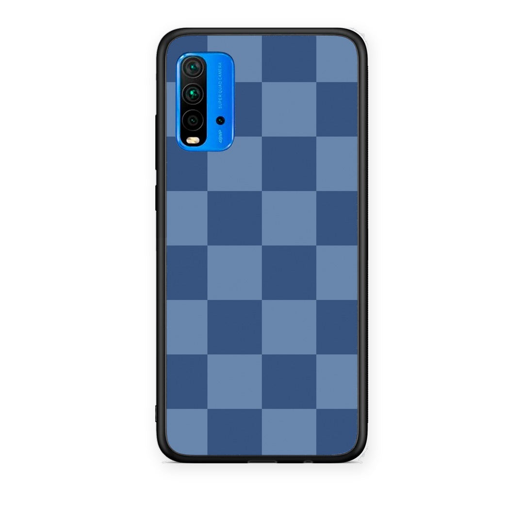 Θήκη Xiaomi Redmi 9T Denim Blue Checkerboard από τη Smartfits με σχέδιο στο πίσω μέρος και μαύρο περίβλημα | Xiaomi Redmi 9T Denim Blue Checkerboard case with colorful back and black bezels