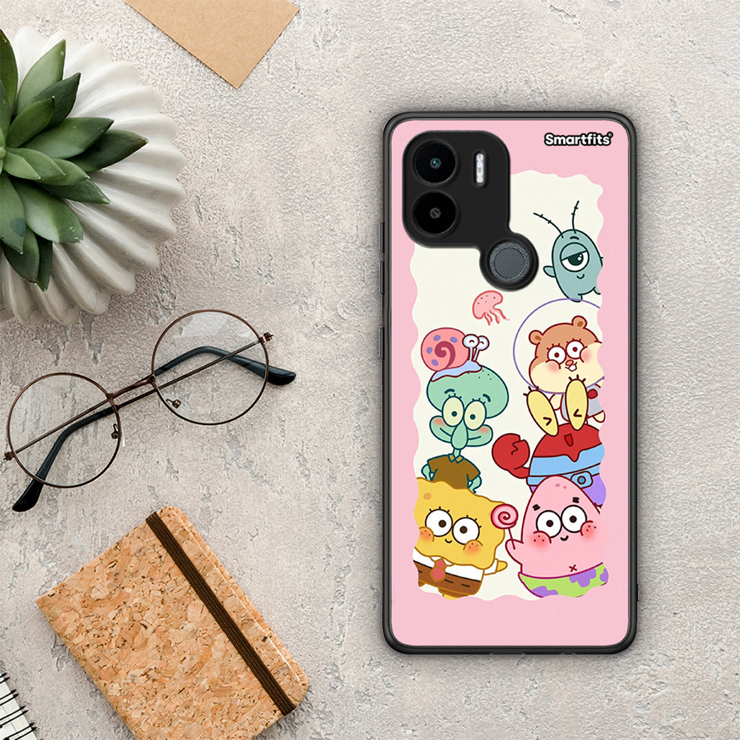 Θήκη Xiaomi Redmi A1+ / A2+ Cute Companion από τη Smartfits με σχέδιο στο πίσω μέρος και μαύρο περίβλημα | Xiaomi Redmi A1+ / A2+ Cute Companion Case with Colorful Back and Black Bezels